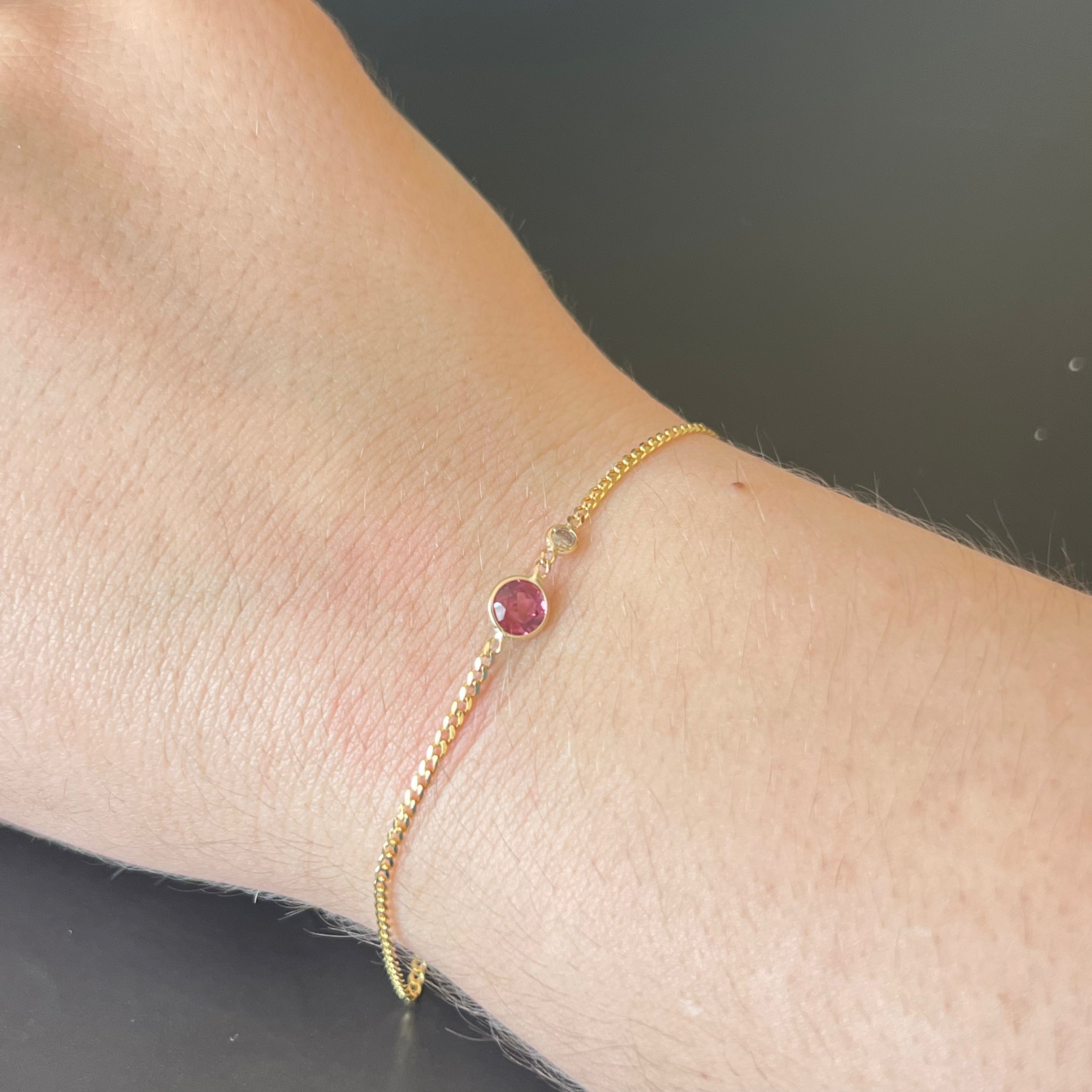 Sapphire And Diamond Bracelet in Solid 14k Yellow Gold 7"