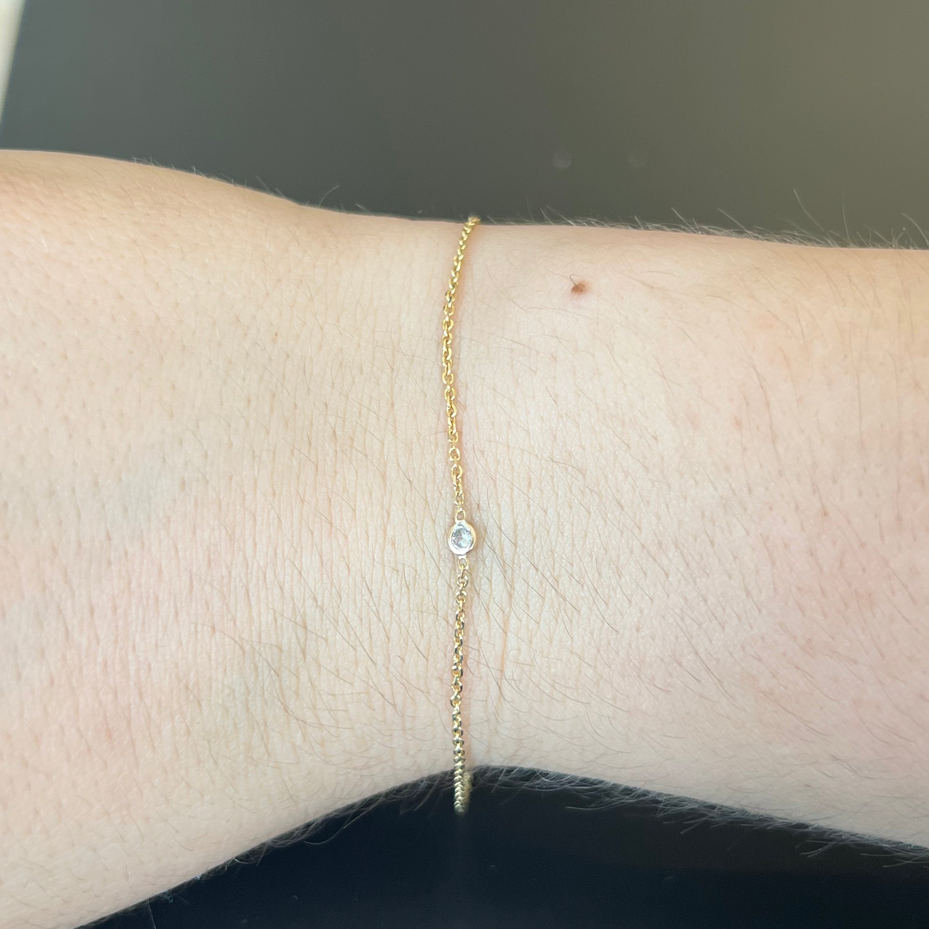 14k Solid Yellow Gold Diamond Bracelet 6.75"