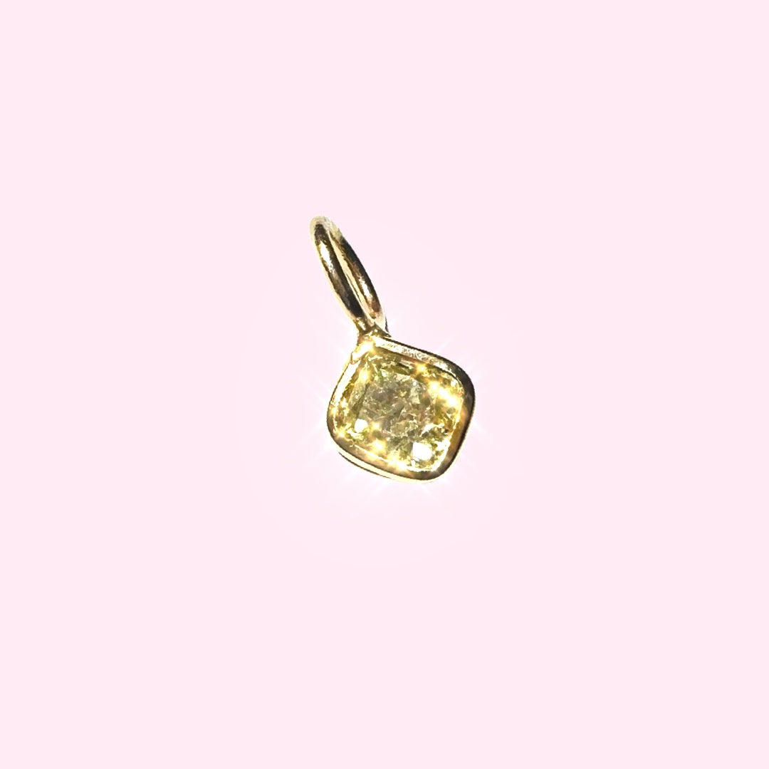 .40CT Natural Canary Yellow Cushion Cut Diamond Pendant Charm
