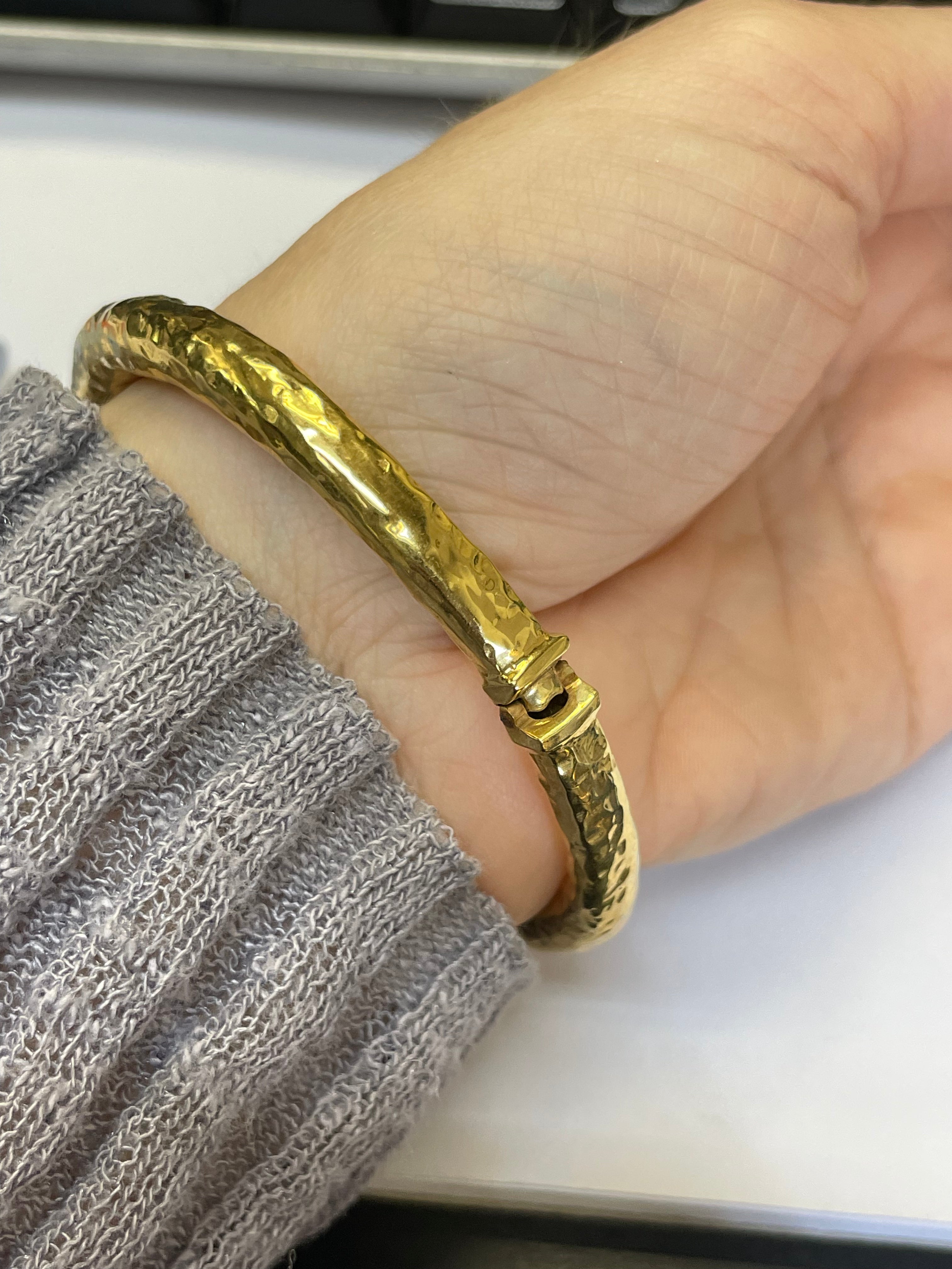 14K Yellow Gold Double Headed Elephant Bangle Wrap Bracelet