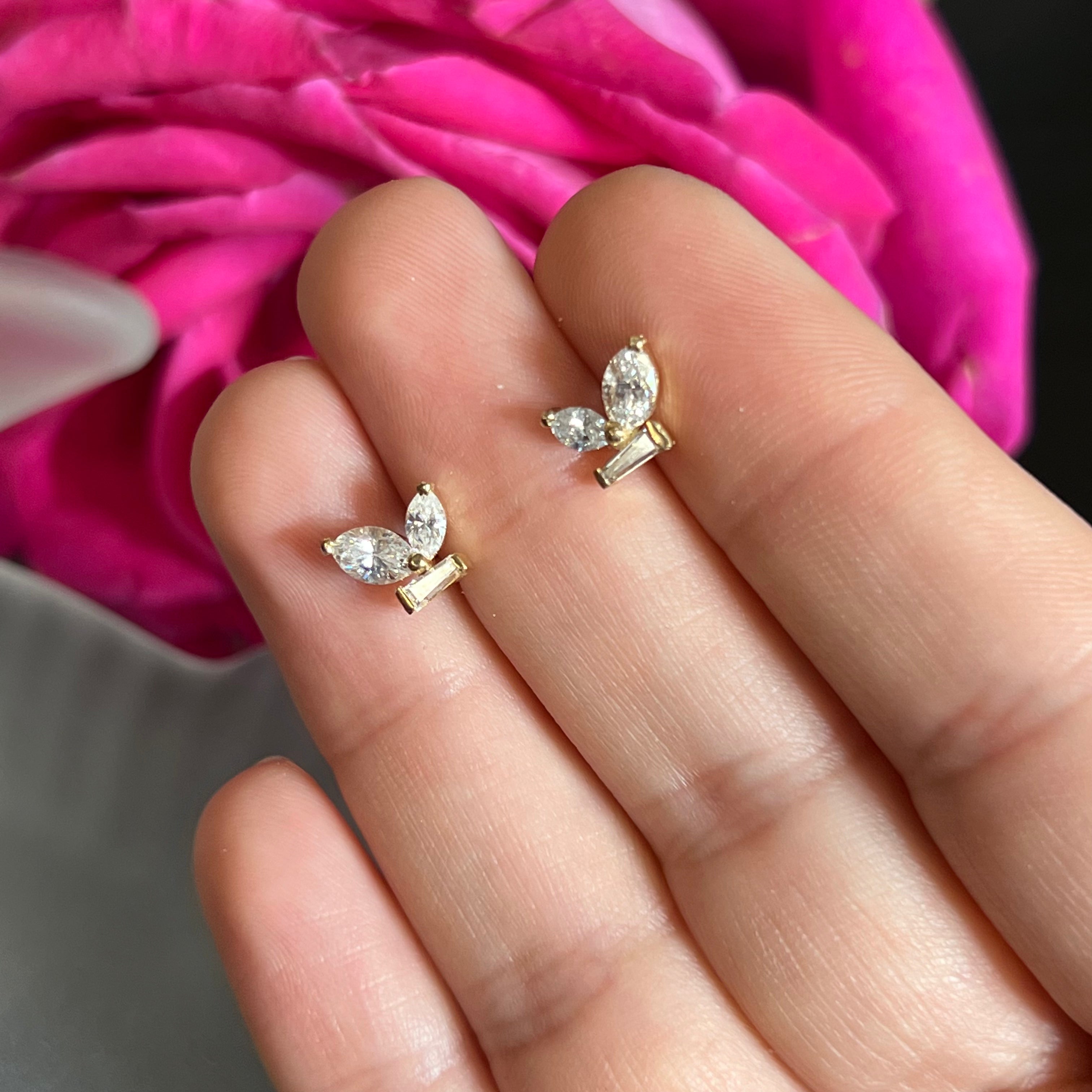 14K Diamond Butterfly Earrings