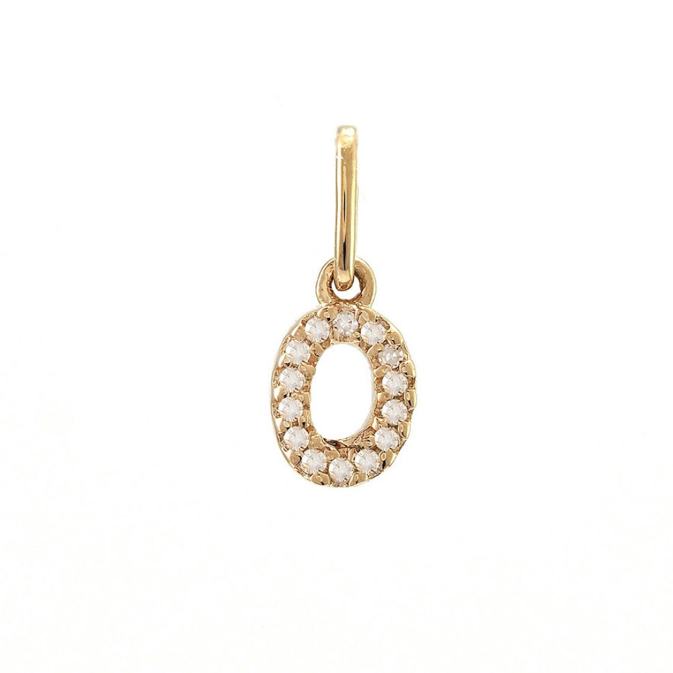 14K Yellow Gold Diamond Initial Pendant Charms