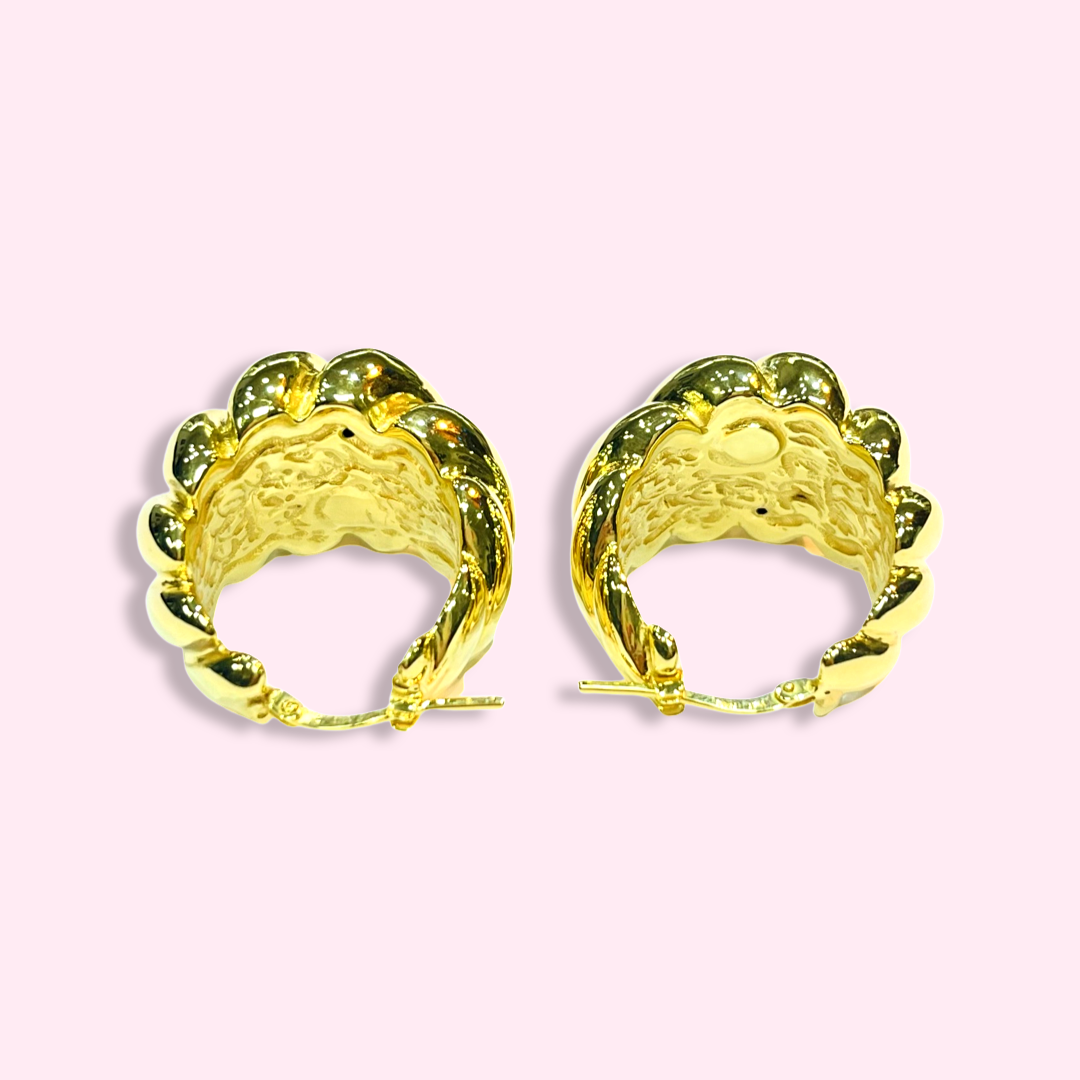 Puffy 10K Yellow Gold Classic Twist Hoop Earrings