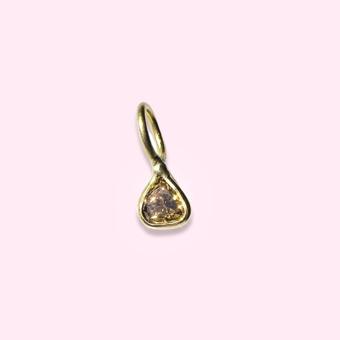.15CT Brown Chocolate Chubby Pear Cut Natural Diamond Pendant Charm