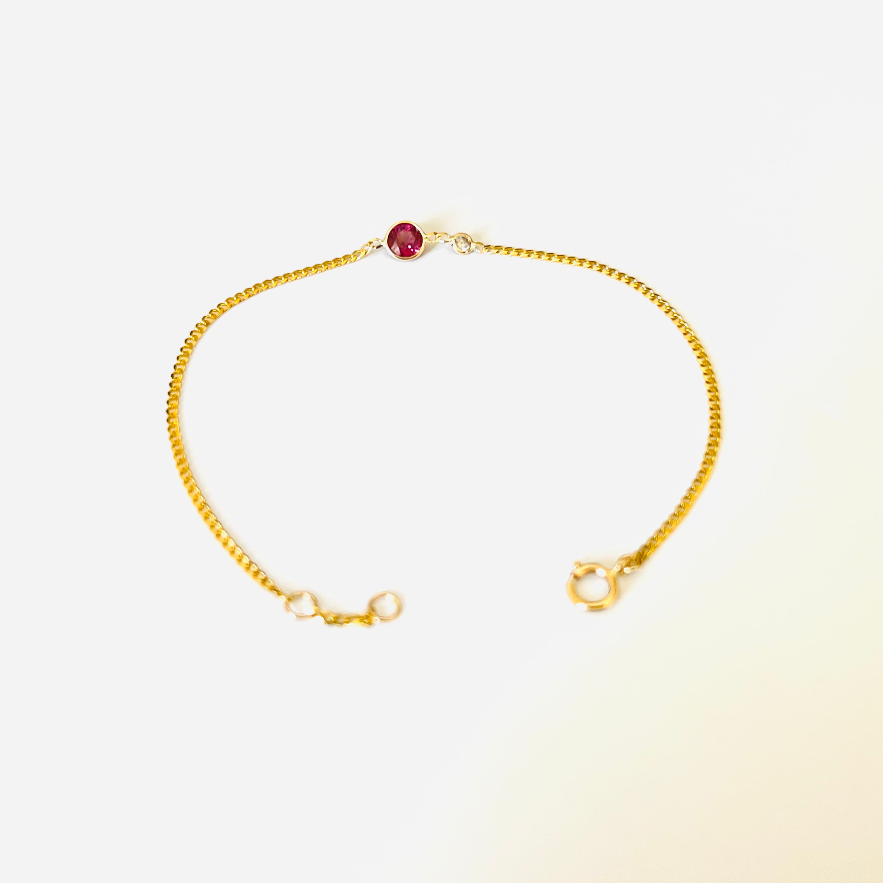 Sapphire And Diamond Bracelet in Solid 14k Yellow Gold 7"