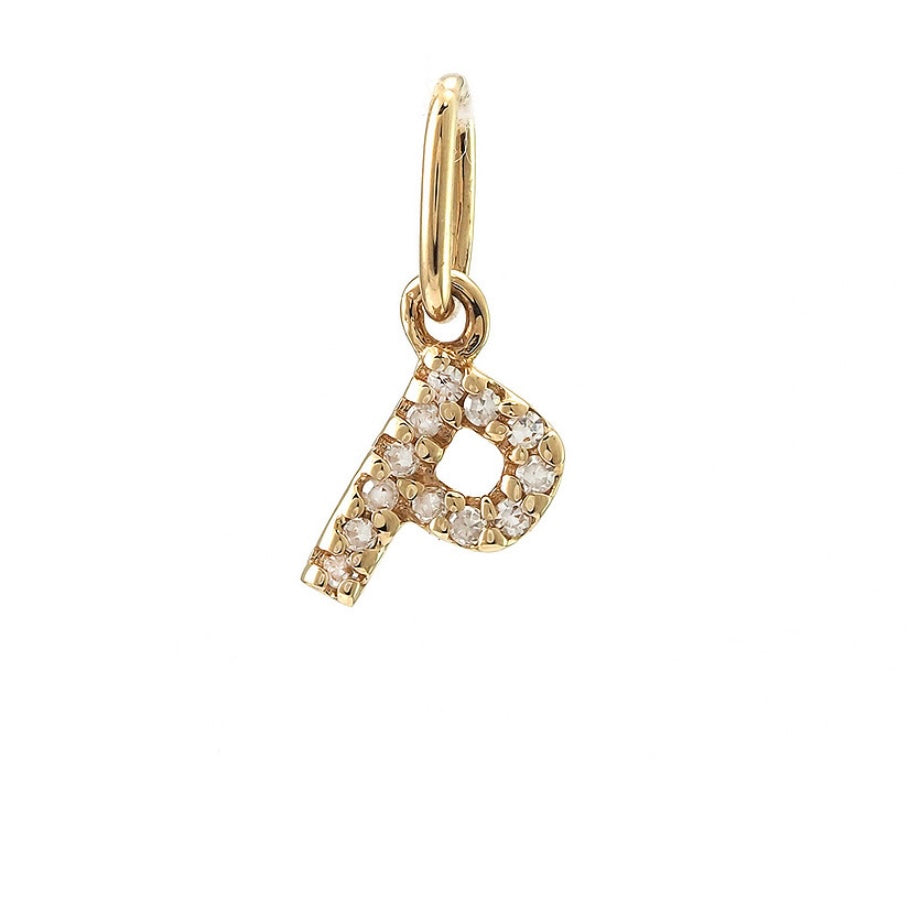 14K Yellow Gold Diamond Initial Pendant Charms