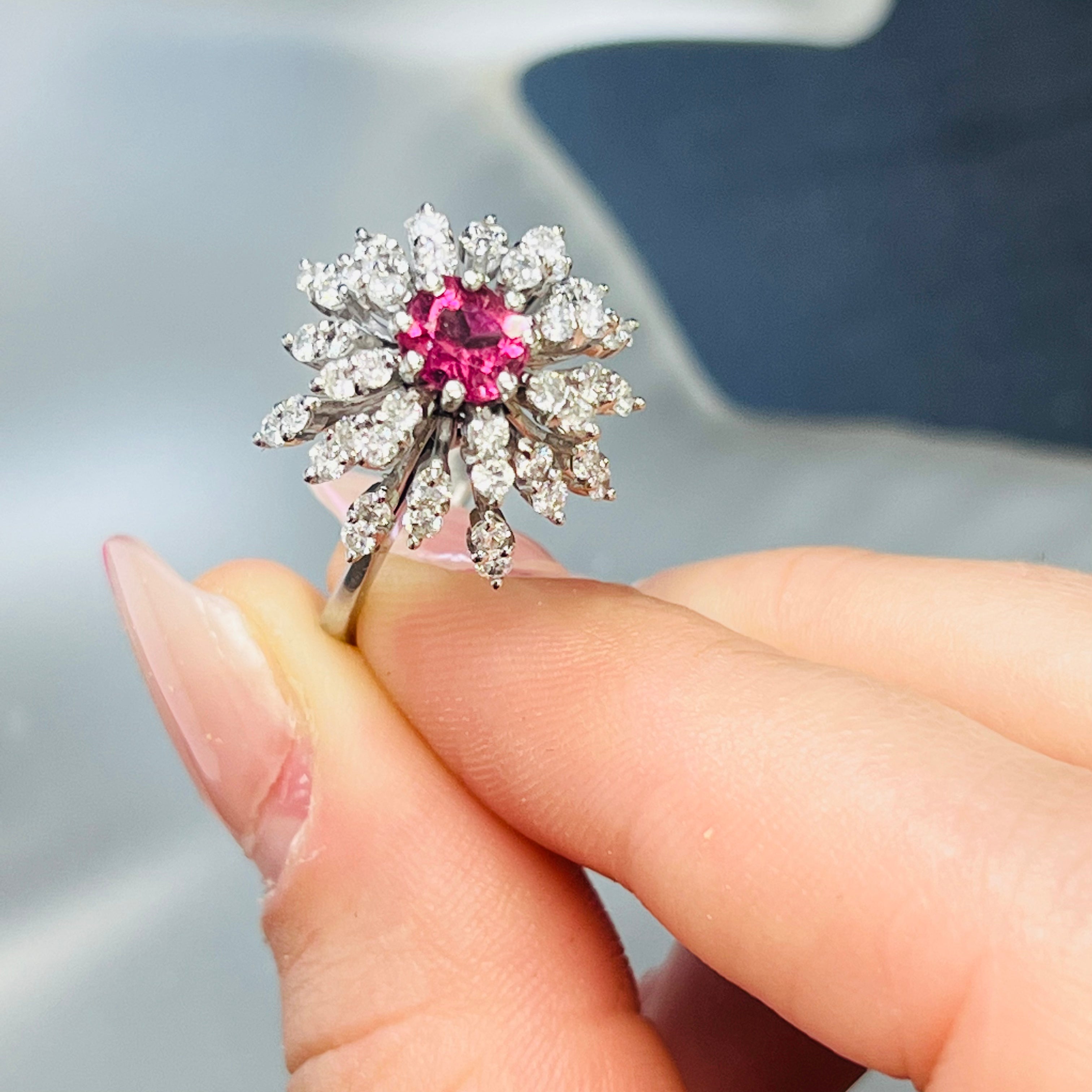18K Yellow Gold Diamond & Tourmaline Ring Size 7.5