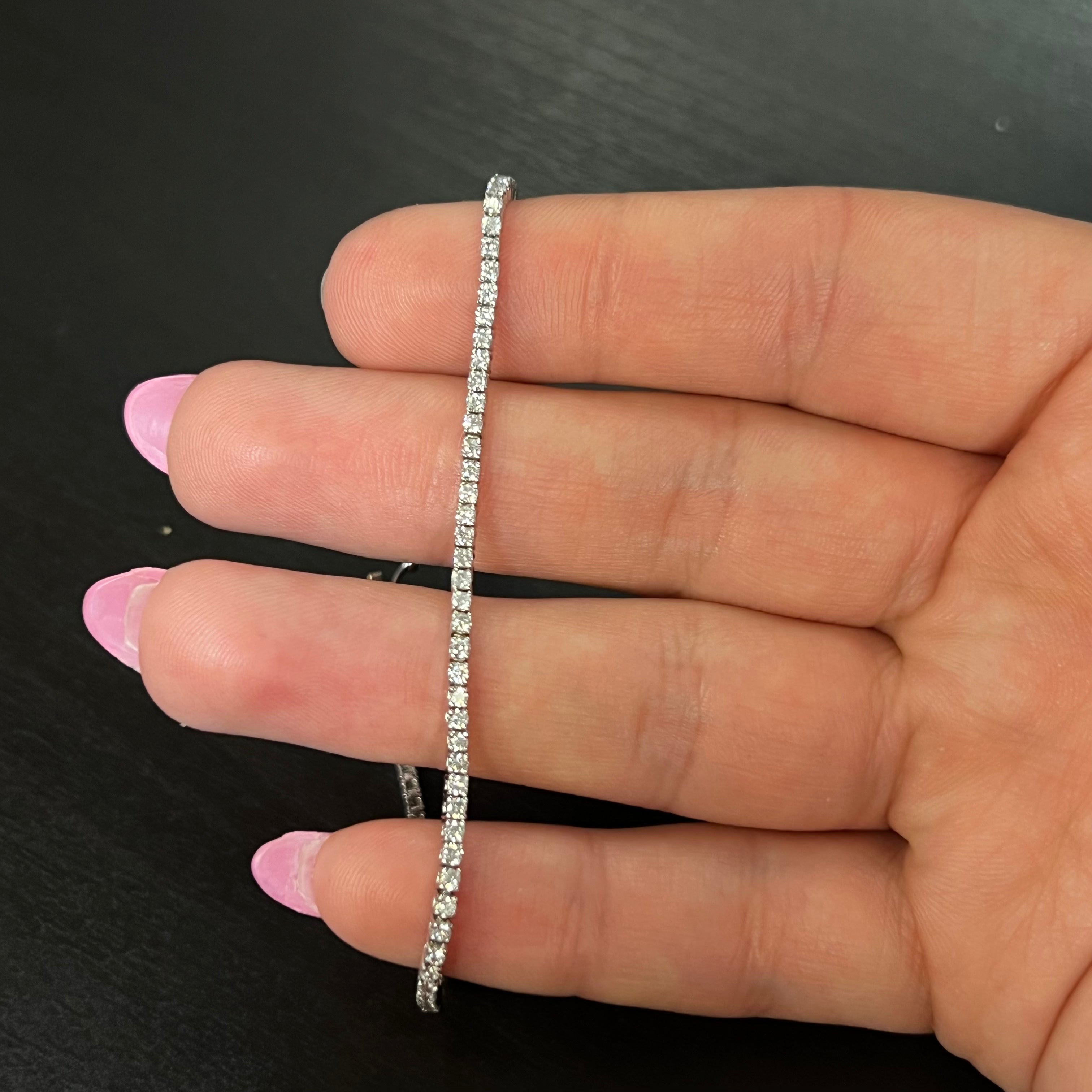 14K 1.5CTW White Gold Natural Diamond Tennis Bracelet 6.75"
