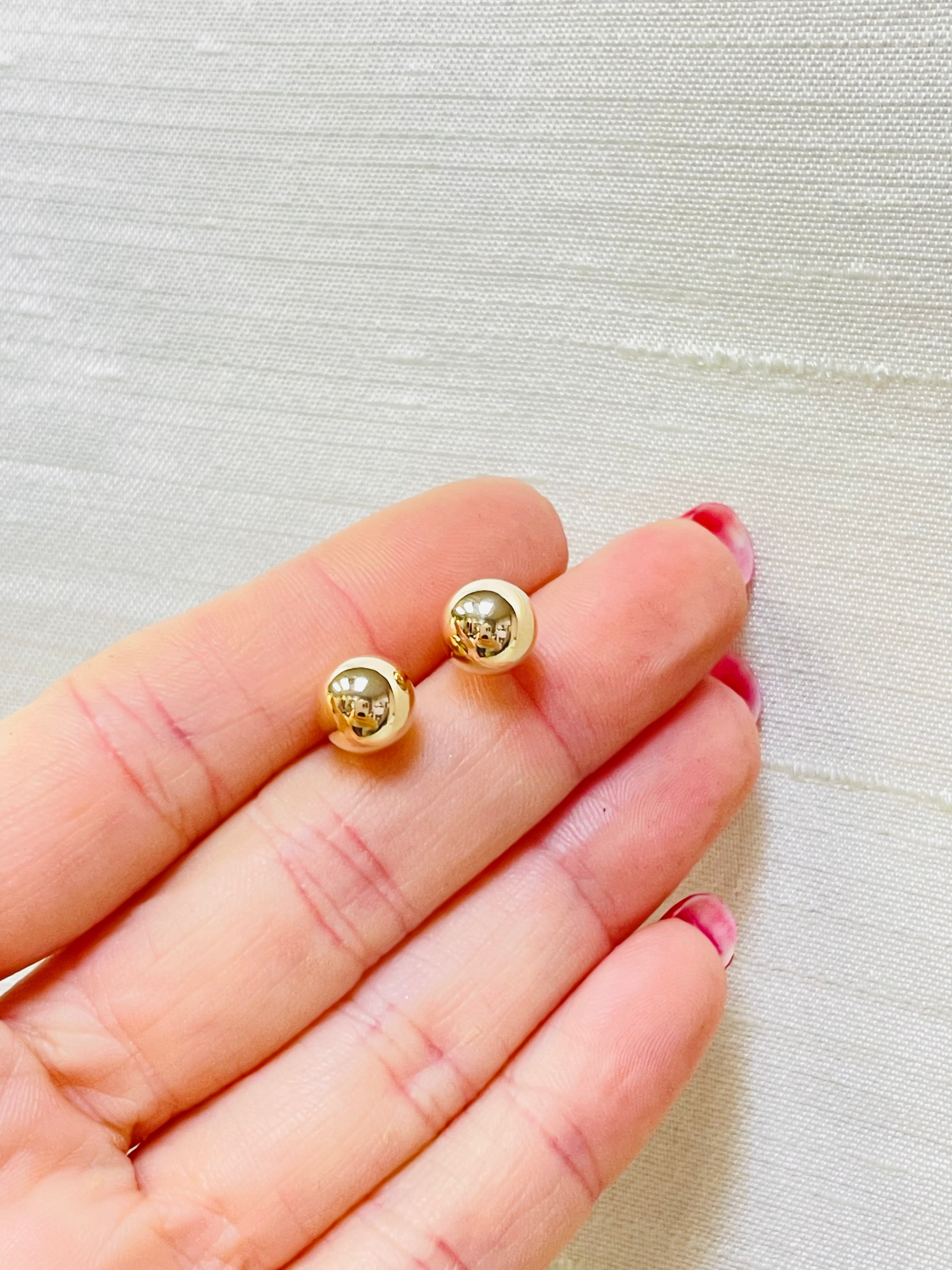 6mm 14K Yellow Gold Ball Sphere Earring Studs