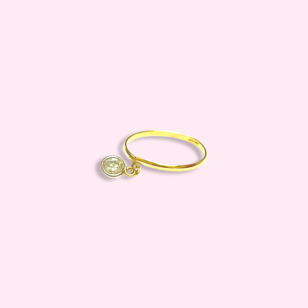 Dangling Diamond 14K Yellow Gold Band Ring