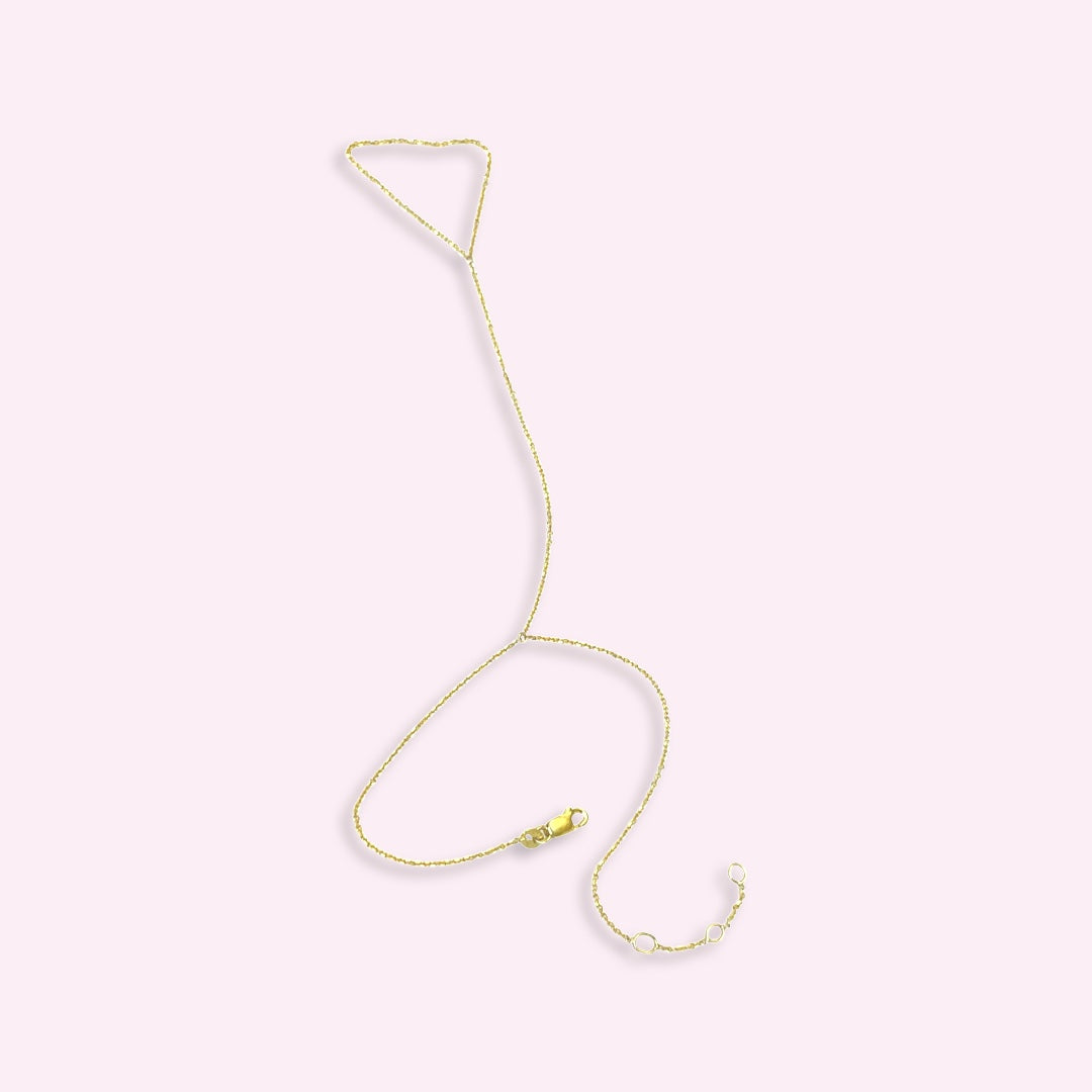 14k Yellow Gold Plain Link  Handchain