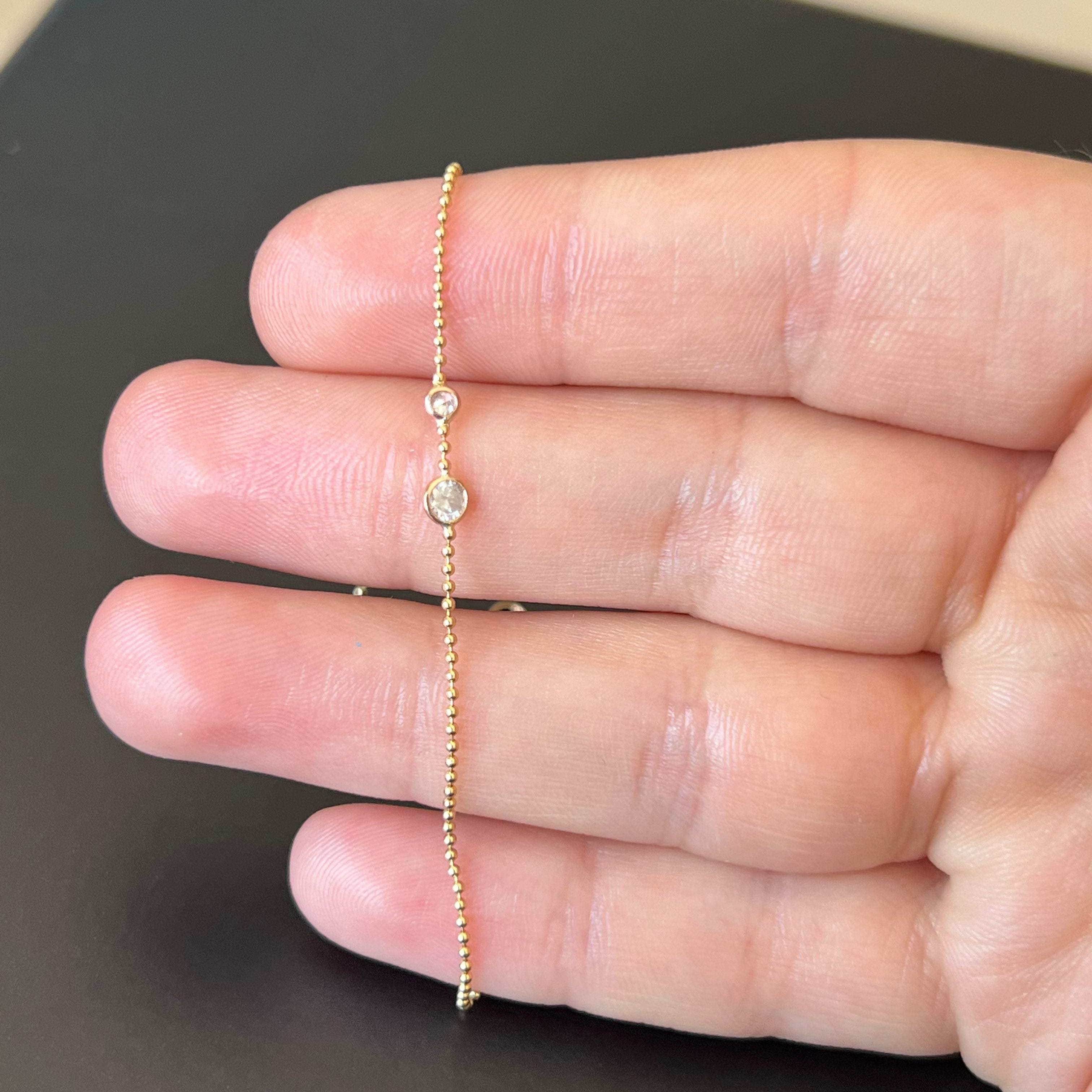 Diamond Bracelet in Solid 14k Yellow Gold 6.75"