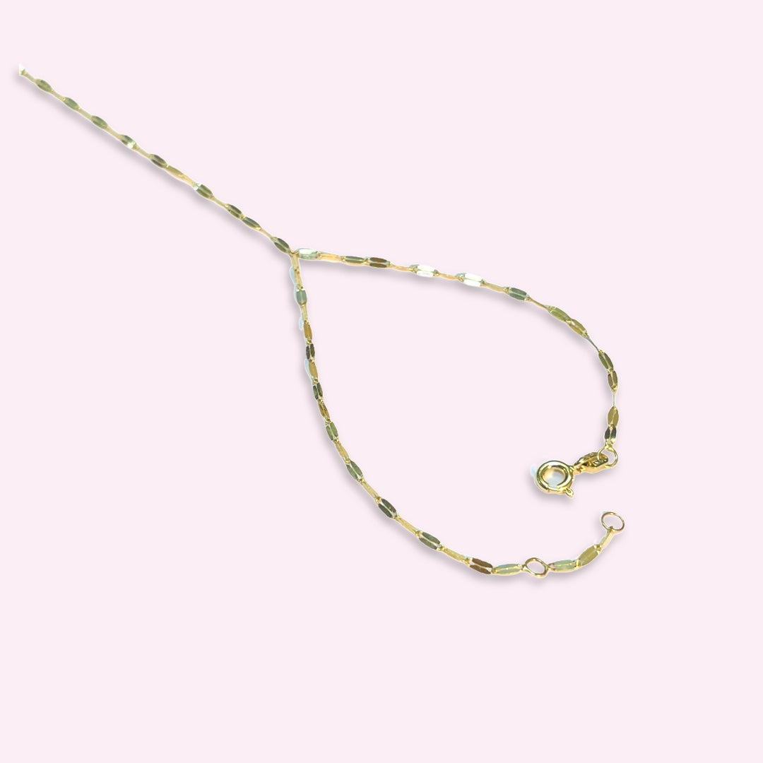 Solid 14K Yellow Gold Super Sparkly Mirror Chain HandChain Bracelet