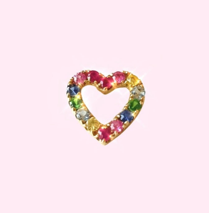 14K Yellow Gold Sapphire Heart Charm Pendant