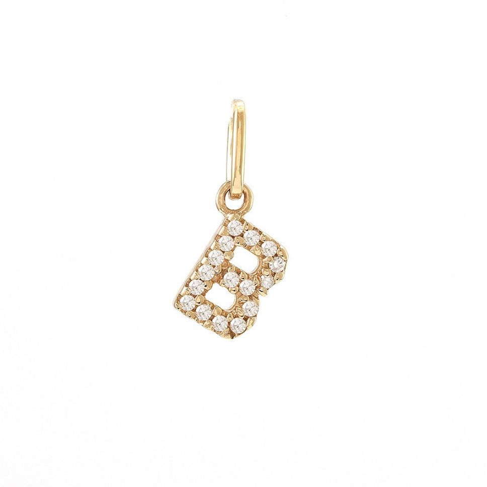 14K Yellow Gold Diamond Initial Pendant Charms