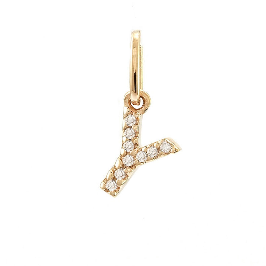 14K Yellow Gold Diamond Initial Pendant Charms