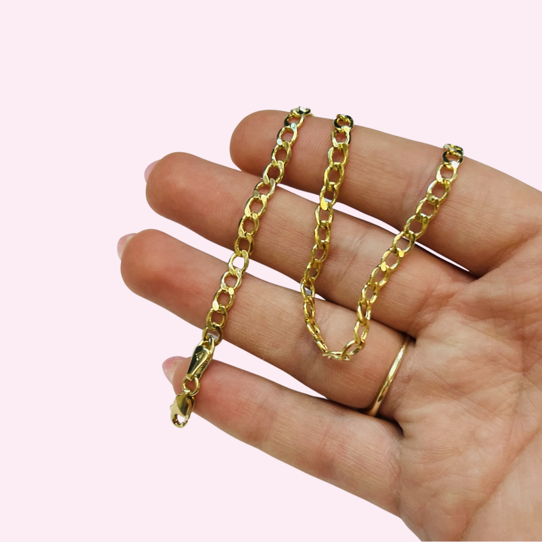 14K Yellow 5mm Gold Cuban Chain Anklet 10"