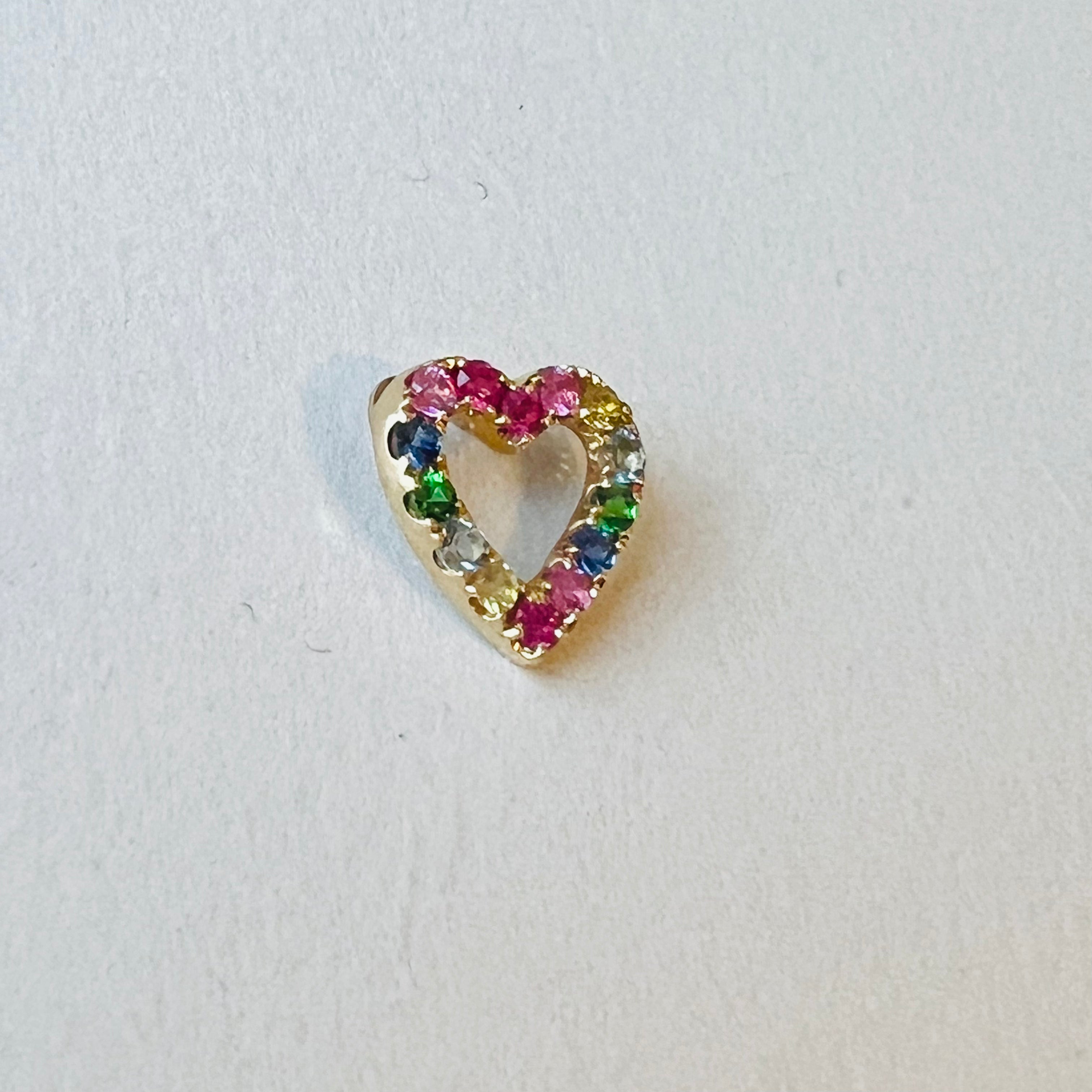 14K Yellow Gold Sapphire Heart Charm Pendant