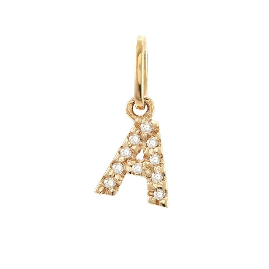 14K Yellow Gold Diamond Initial Pendant Charms