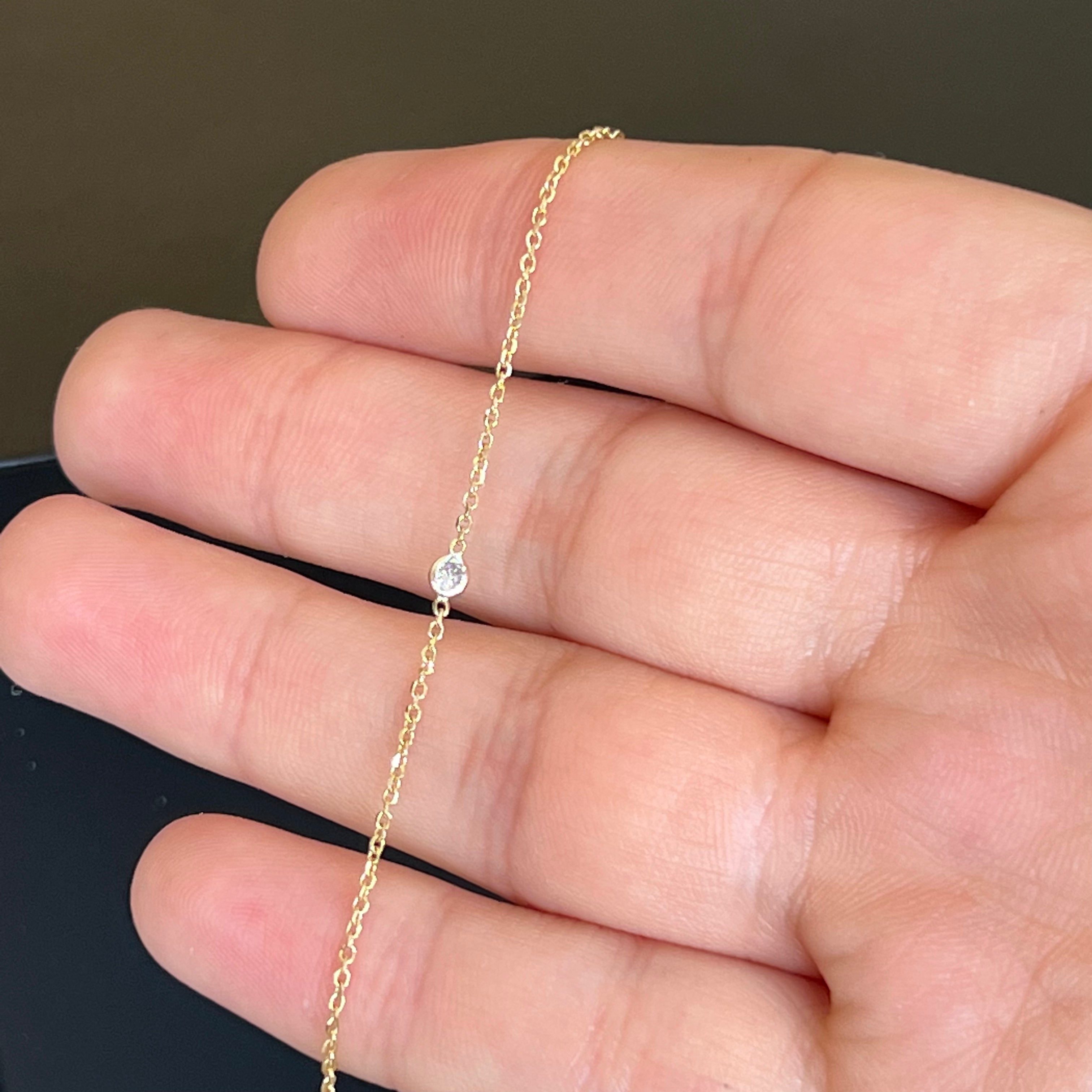 14k Solid Yellow Gold Diamond Bracelet 6.75"