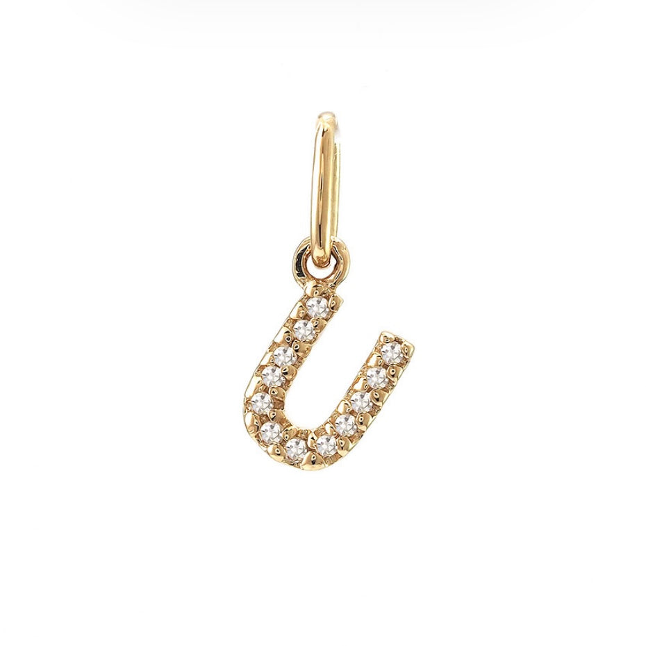 14K Yellow Gold Diamond Initial Pendant Charms