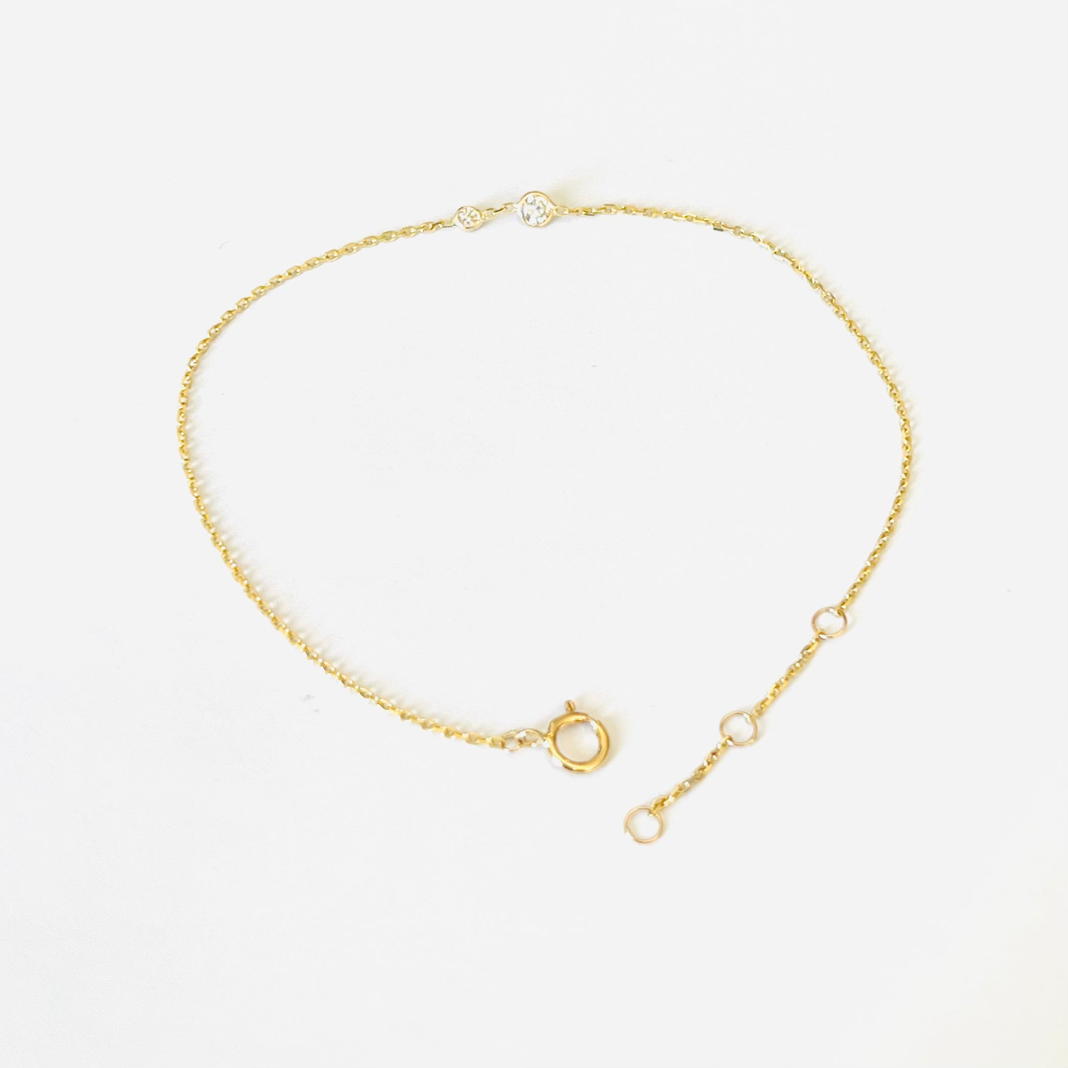 14k Solid Yellow Gold Diamond Bracelet 7.5"