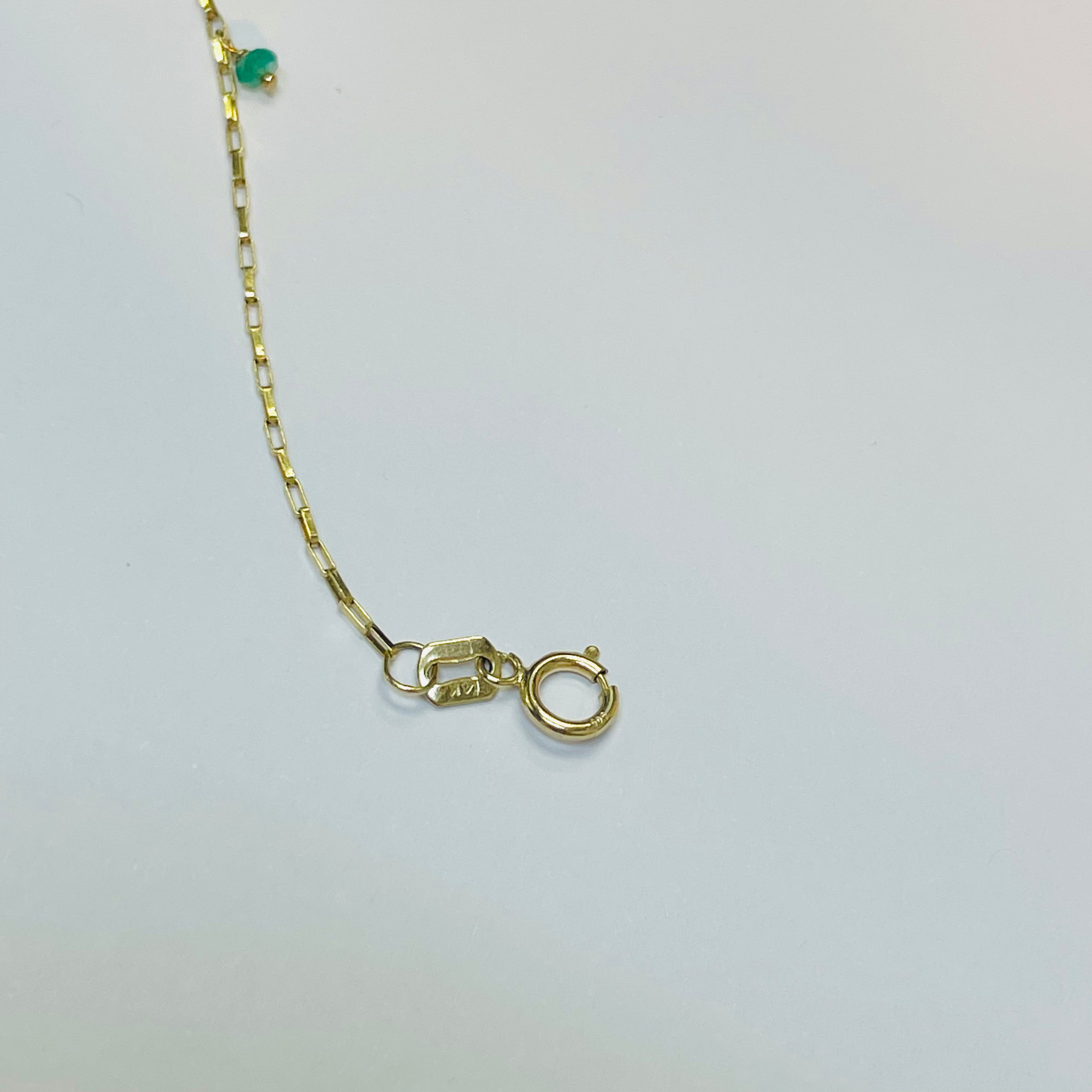 “The Monique” Colombian Emerald Dangle Handchain 14k Yellow Gold