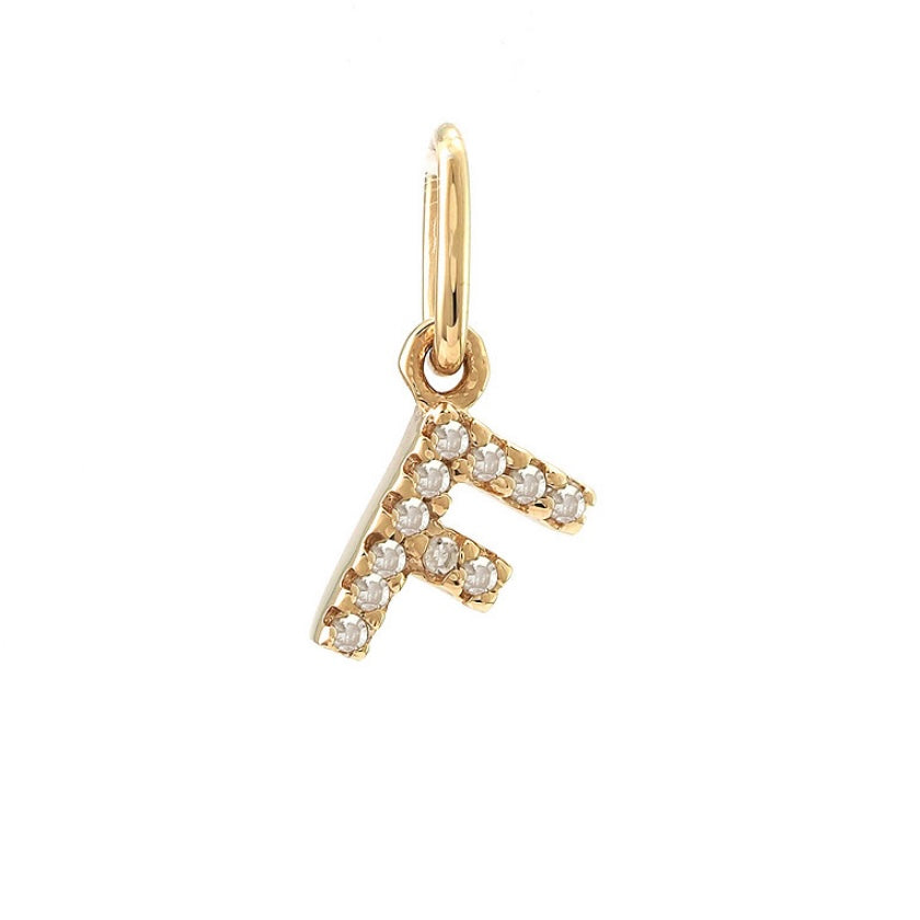 14K Yellow Gold Diamond Initial Pendant Charms