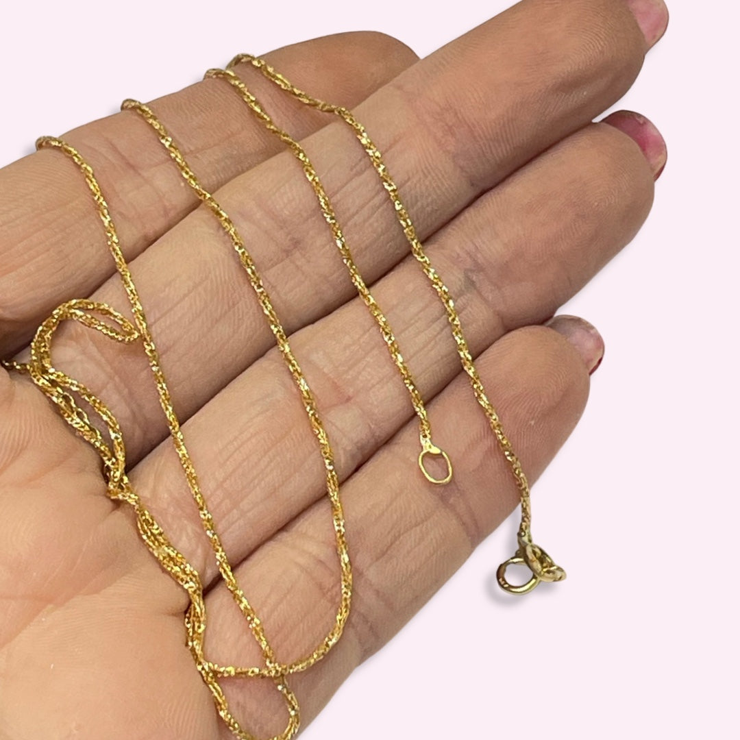 18K Yellow Gold Sparkly Twisted Wheat Specialty Chain, 20"