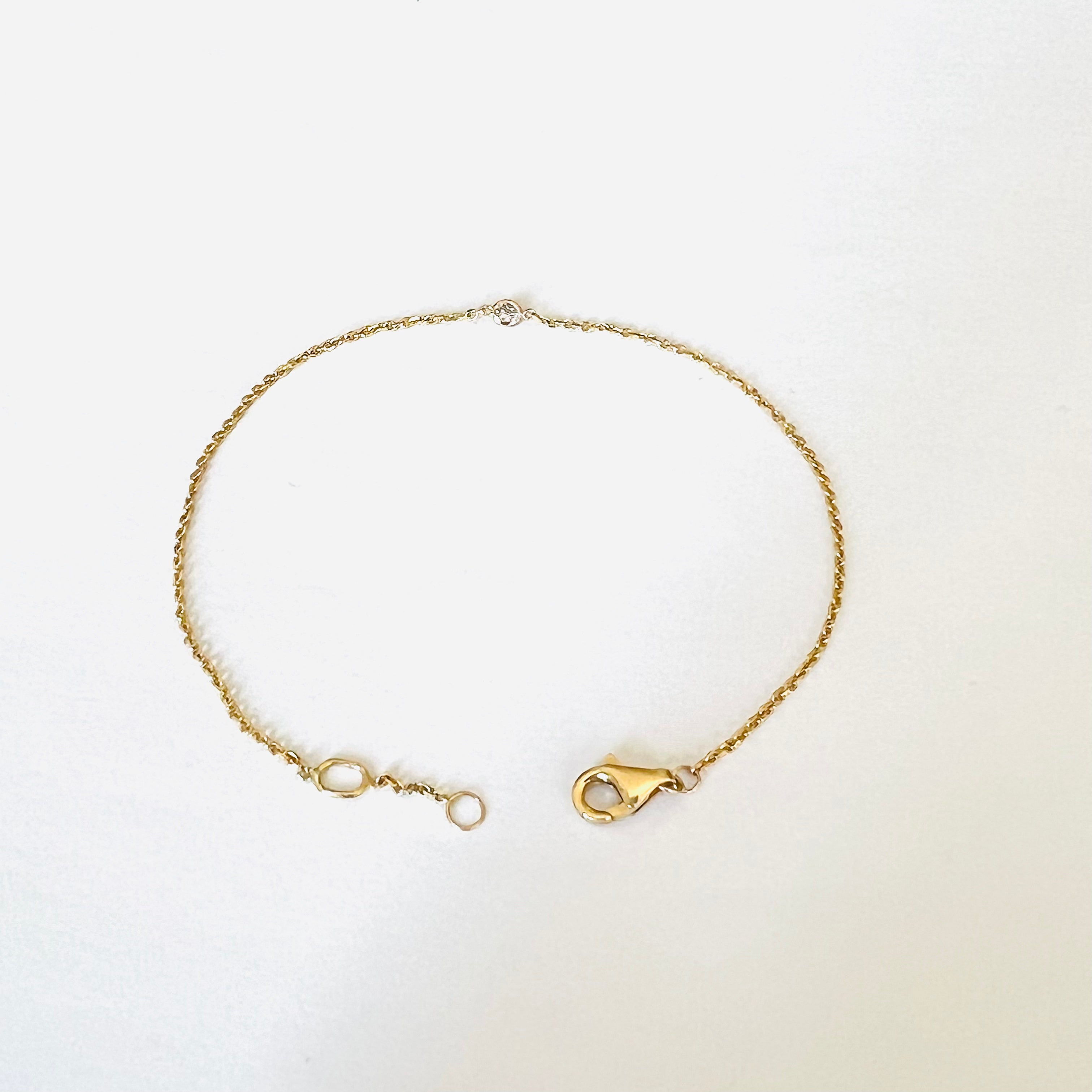 14k Solid Yellow Gold Diamond Bracelet 6.75"