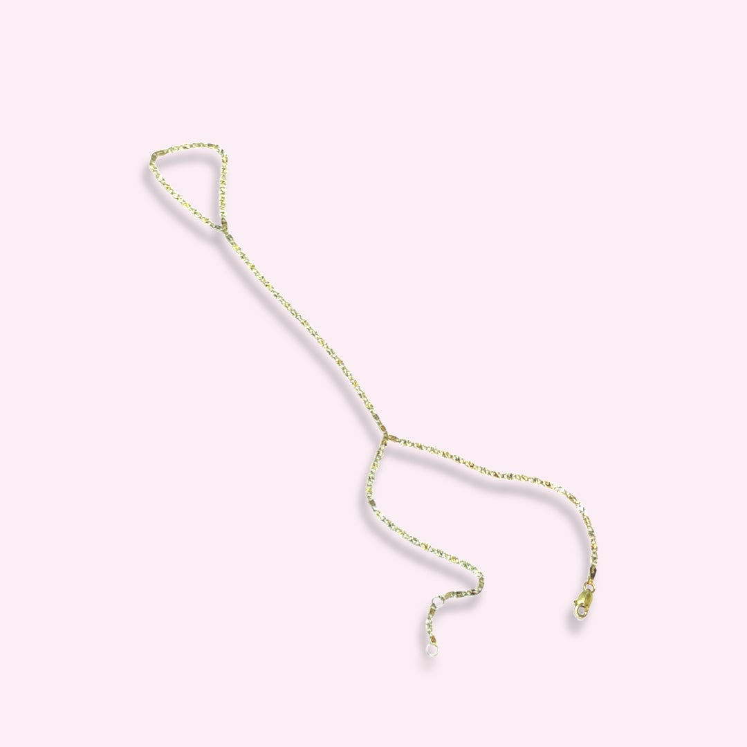 Solid 14K Yellow Gold Valentino Flat Chain HandChain Bracelet