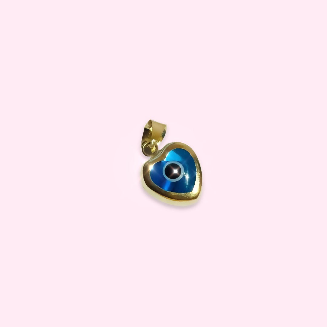 14K Yellow Gold Blue Evil Eye Pendant Charm 11