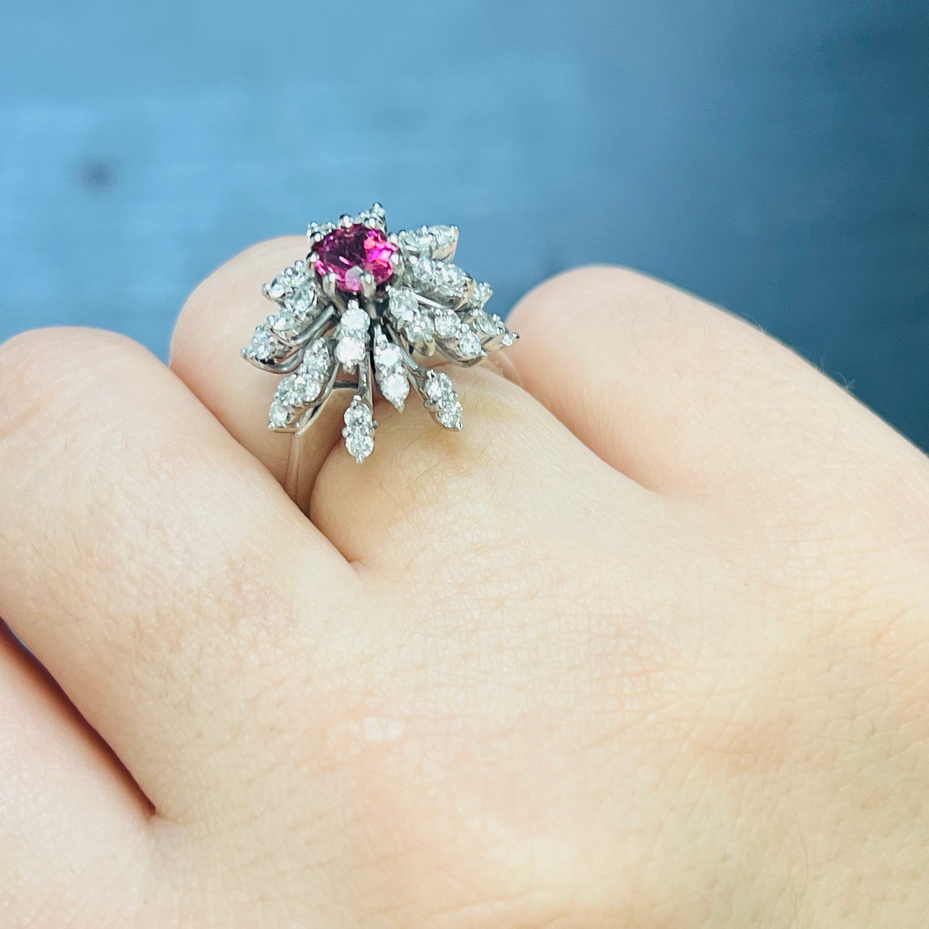 18K Yellow Gold Diamond & Tourmaline Ring Size 7.5