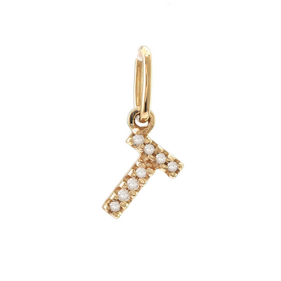14K Yellow Gold Diamond Initial Pendant Charms