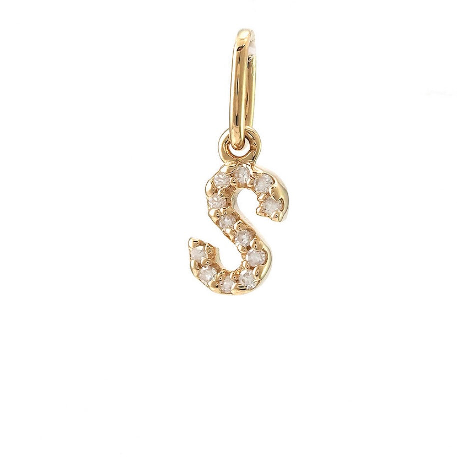 14K Yellow Gold Diamond Initial Pendant Charms