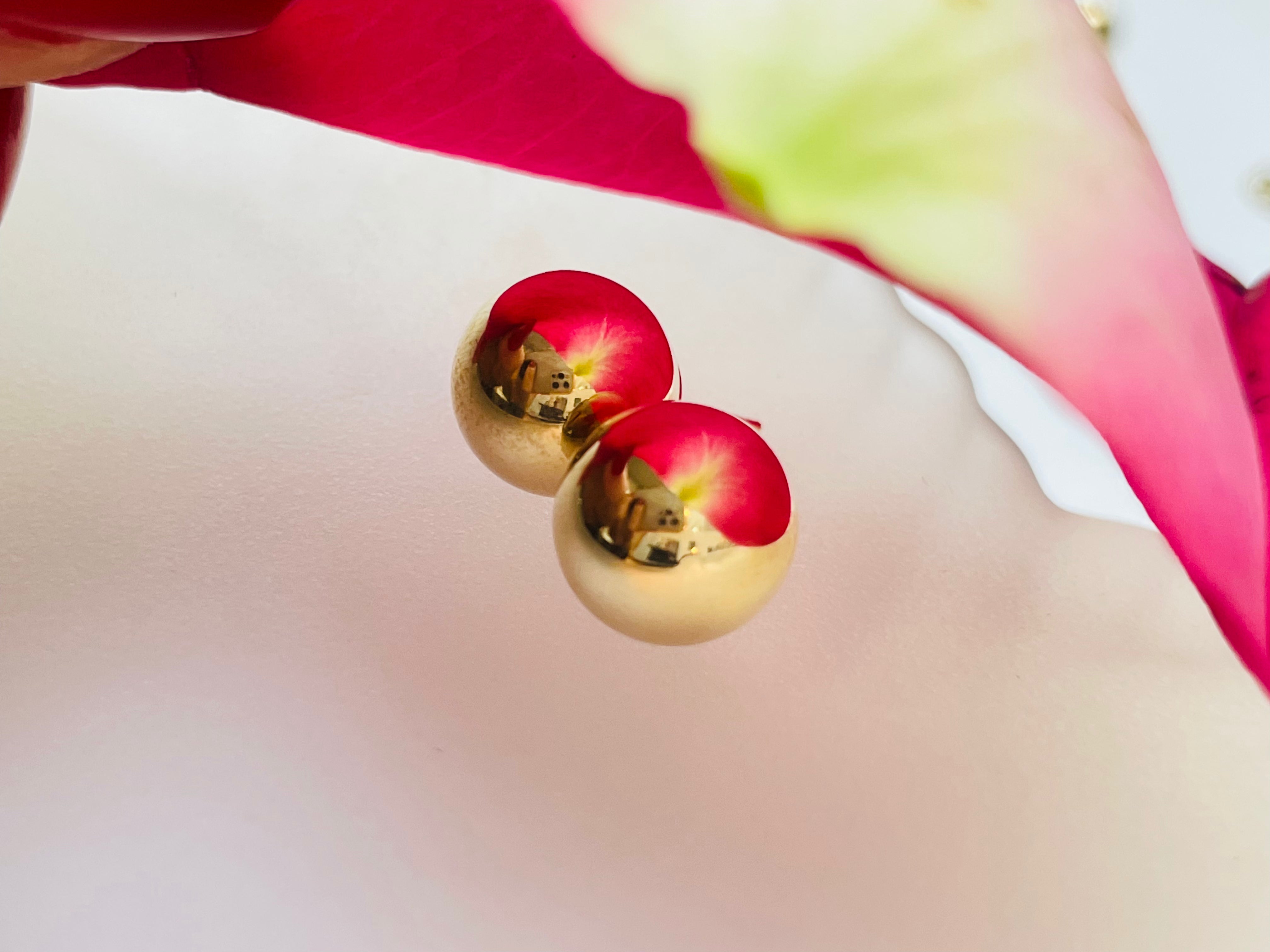 10mm 14K Yellow Gold Ball Sphere Earring Studs