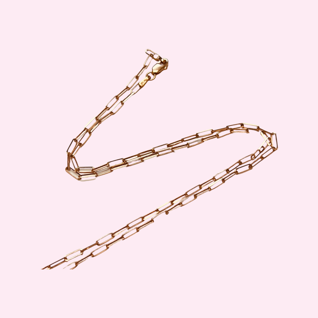 20” 5x2mm 14K Rose Gold Paperclip Chain