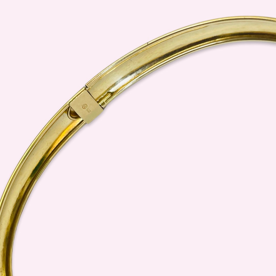 7.75" 14K Yellow Gold Smooth Rounded Hinged Bangle Bracelet 8mm