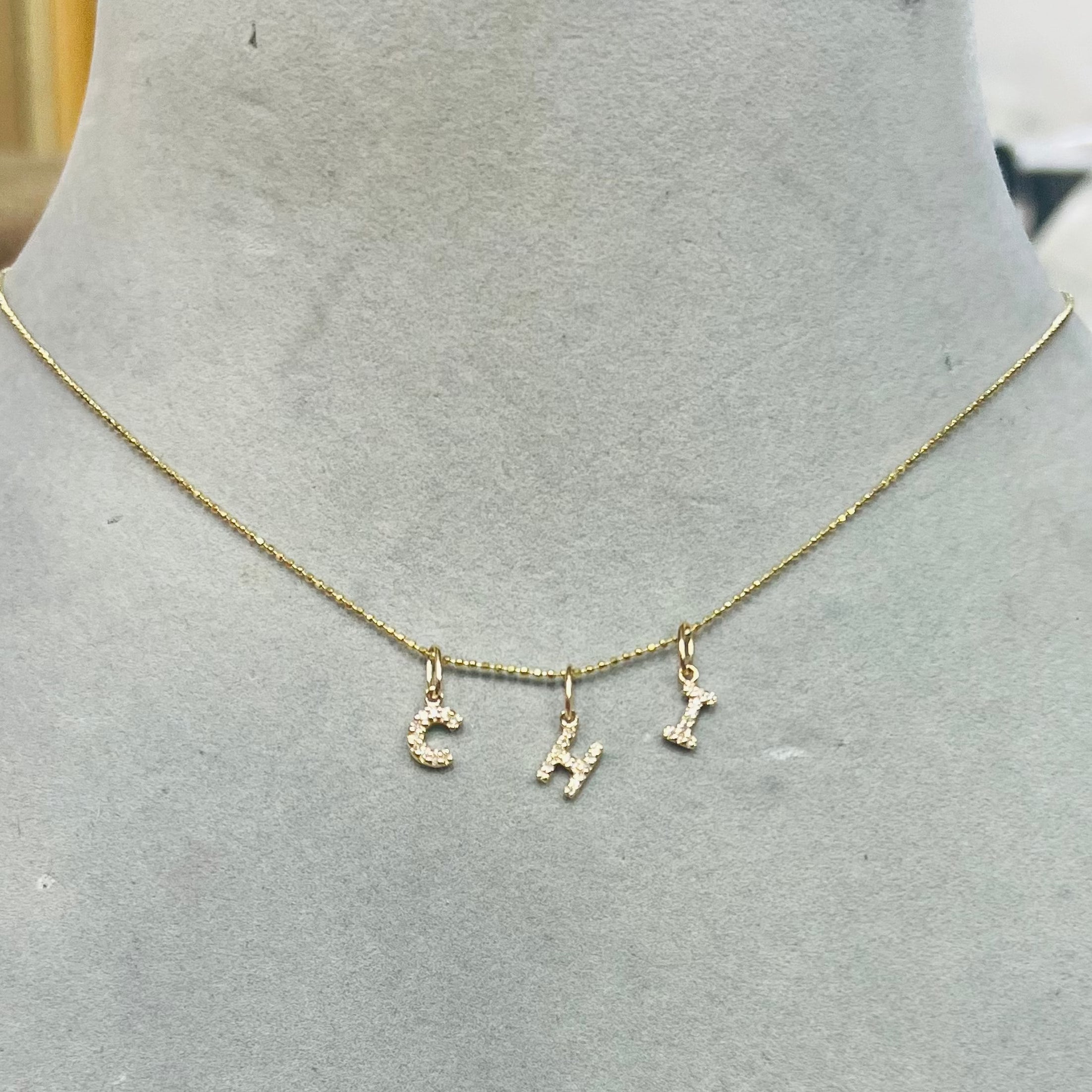 14K Yellow Gold Diamond Initial Pendant Charms
