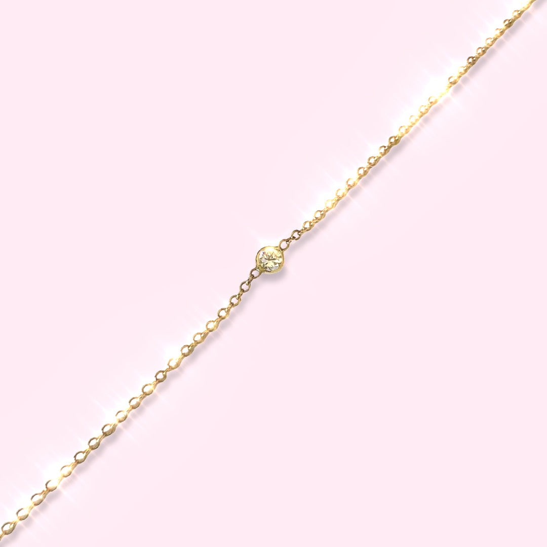 14k Solid Yellow Gold Diamond Bracelet 6.75"