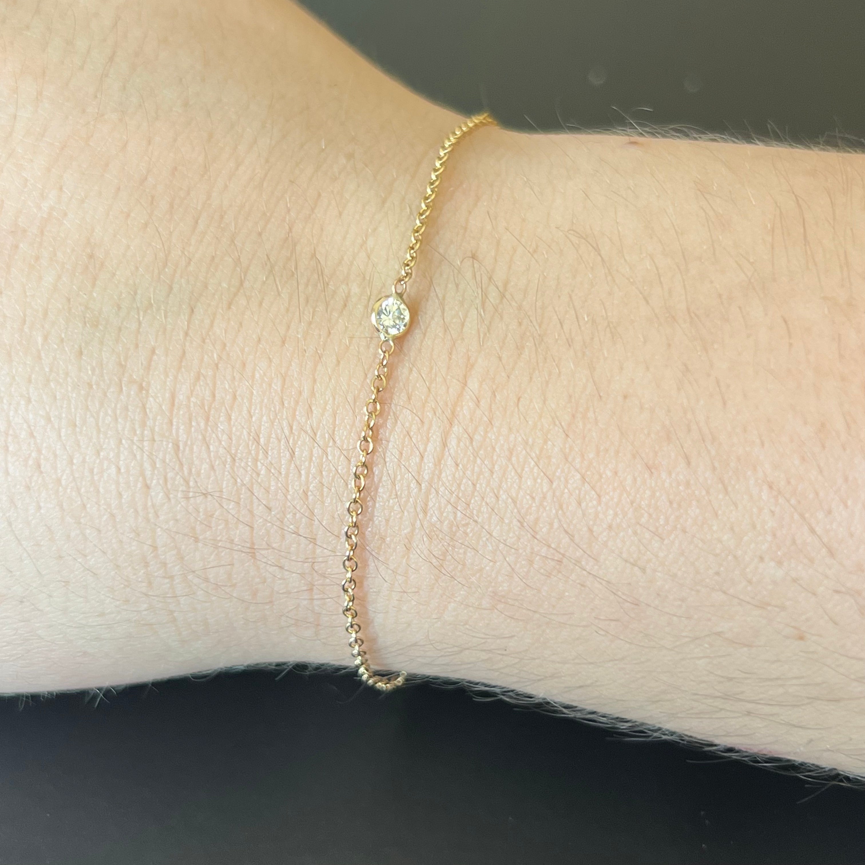 Diamond Bracelet in Solid 14k Yellow Gold 7.75"
