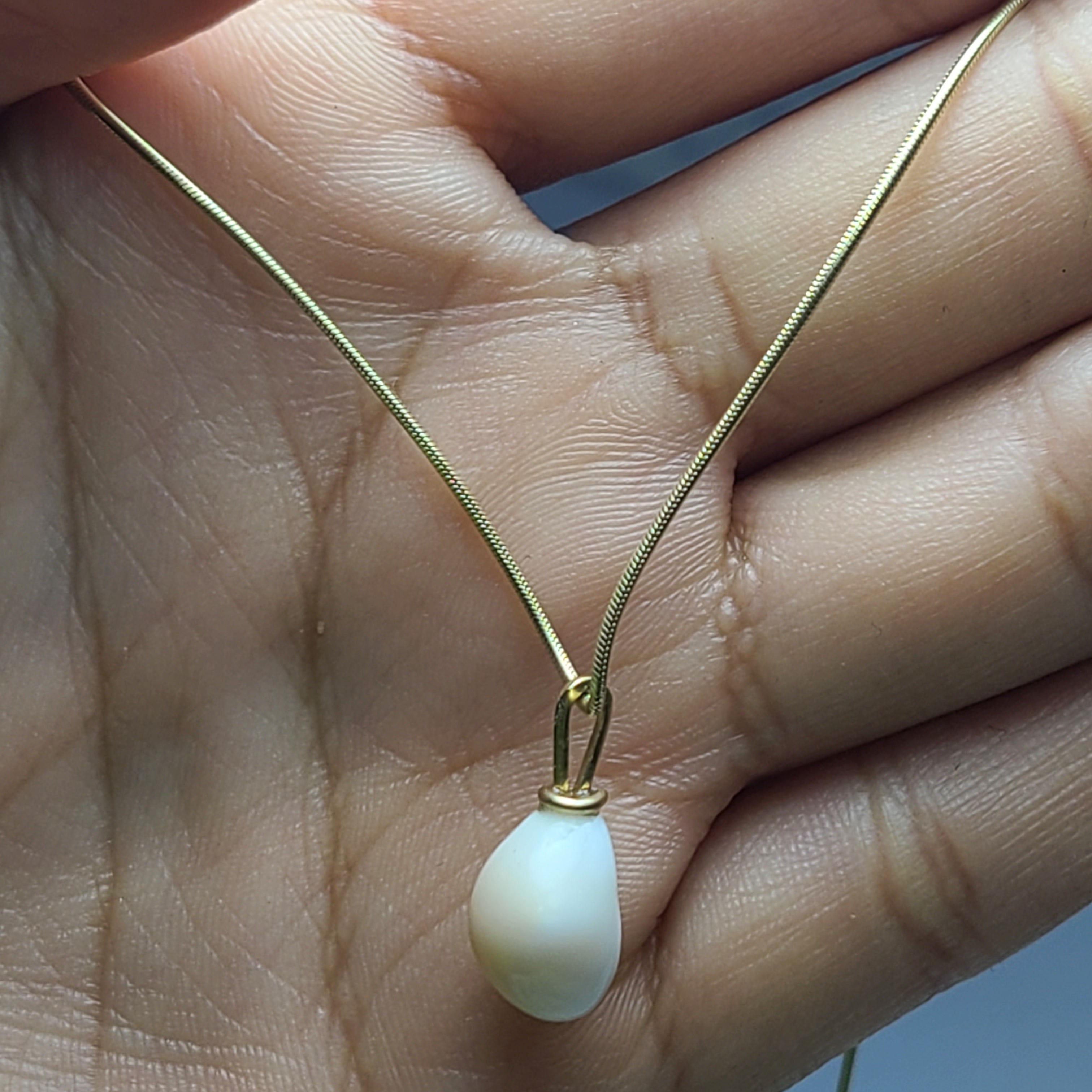 14K Yellow Gold Unique Pearl Conch Pendant Charm