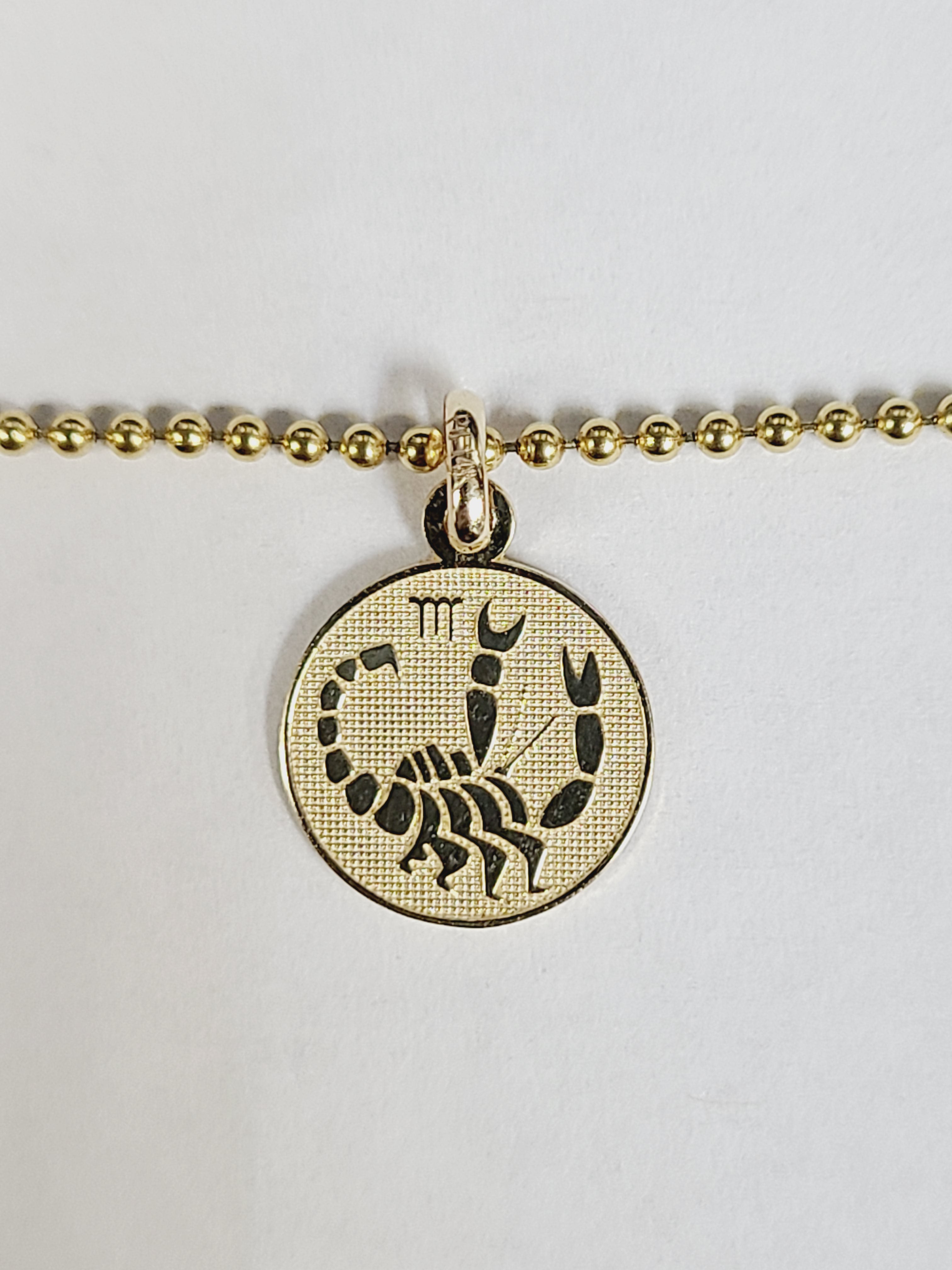 14K Yellow Gold Scorpio Horoscope Charm Pendant .67"