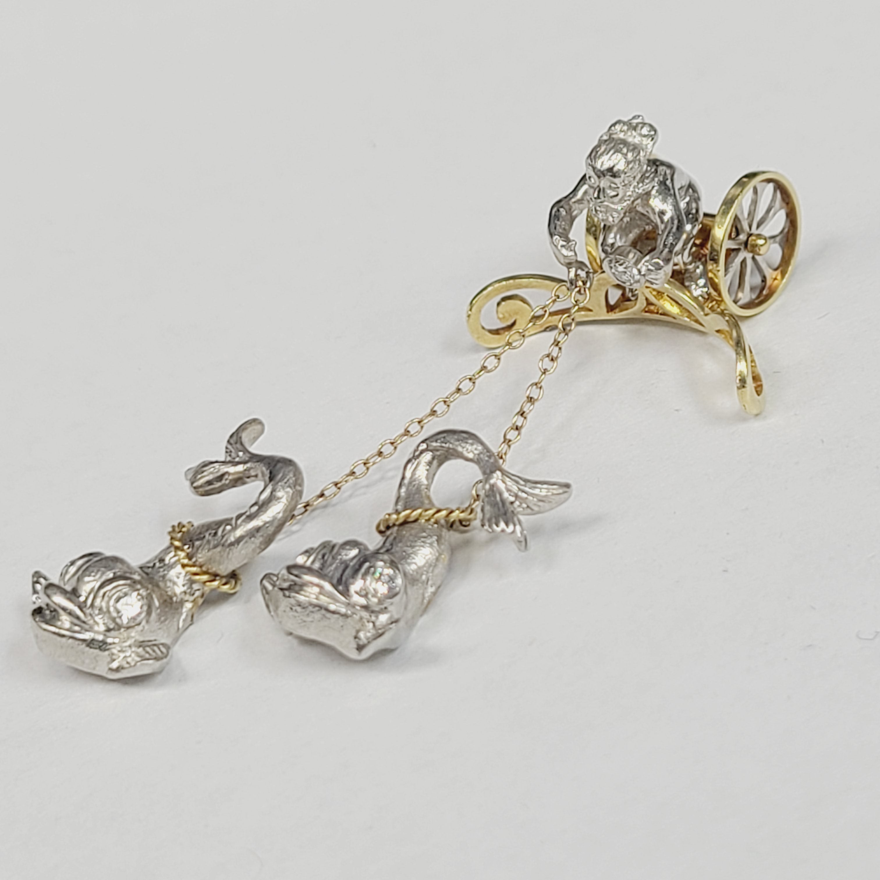 Neptune and Fish 18K Gold and Platinum Figurine