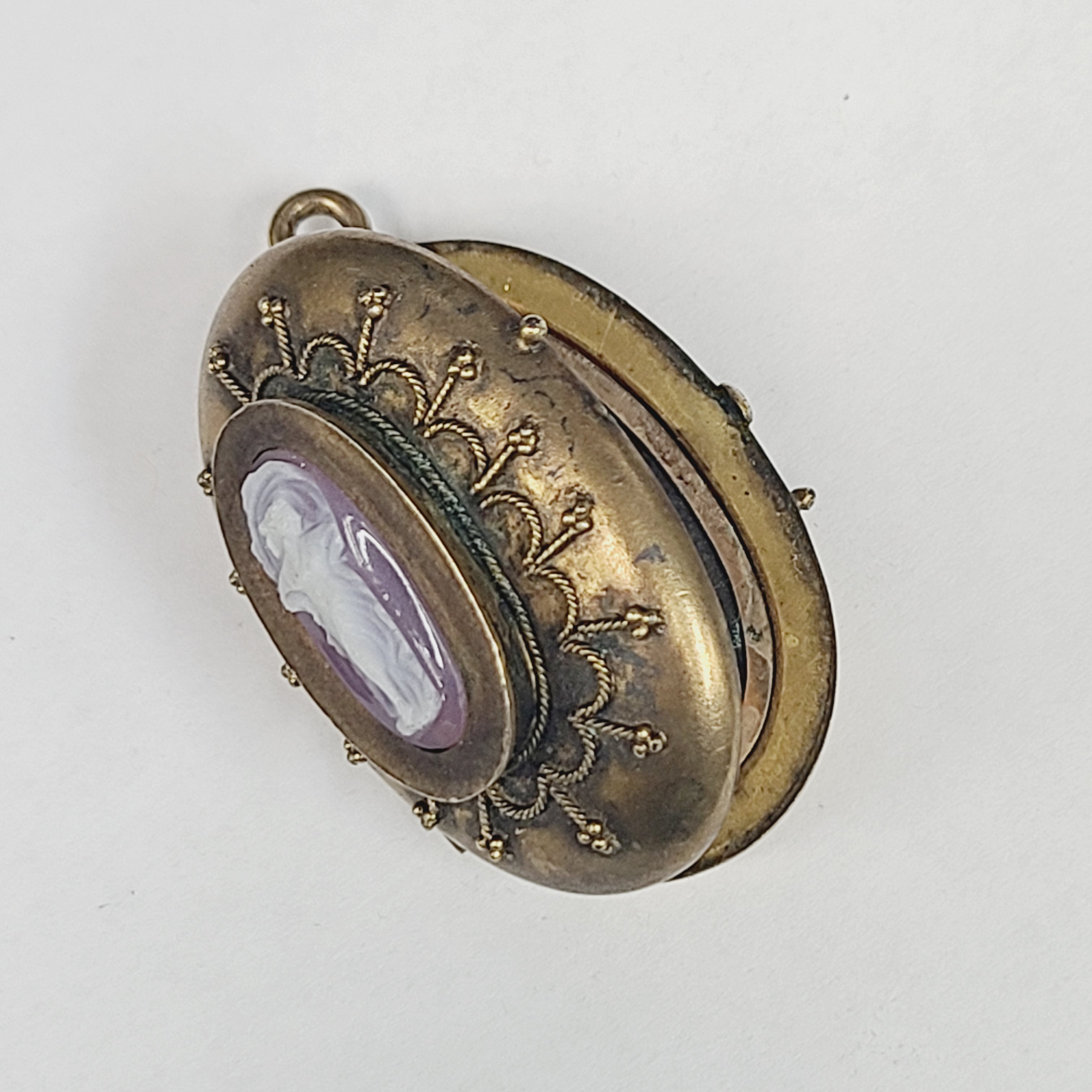 Antique Gold Filled Etruscan Intaglio Lady Locket