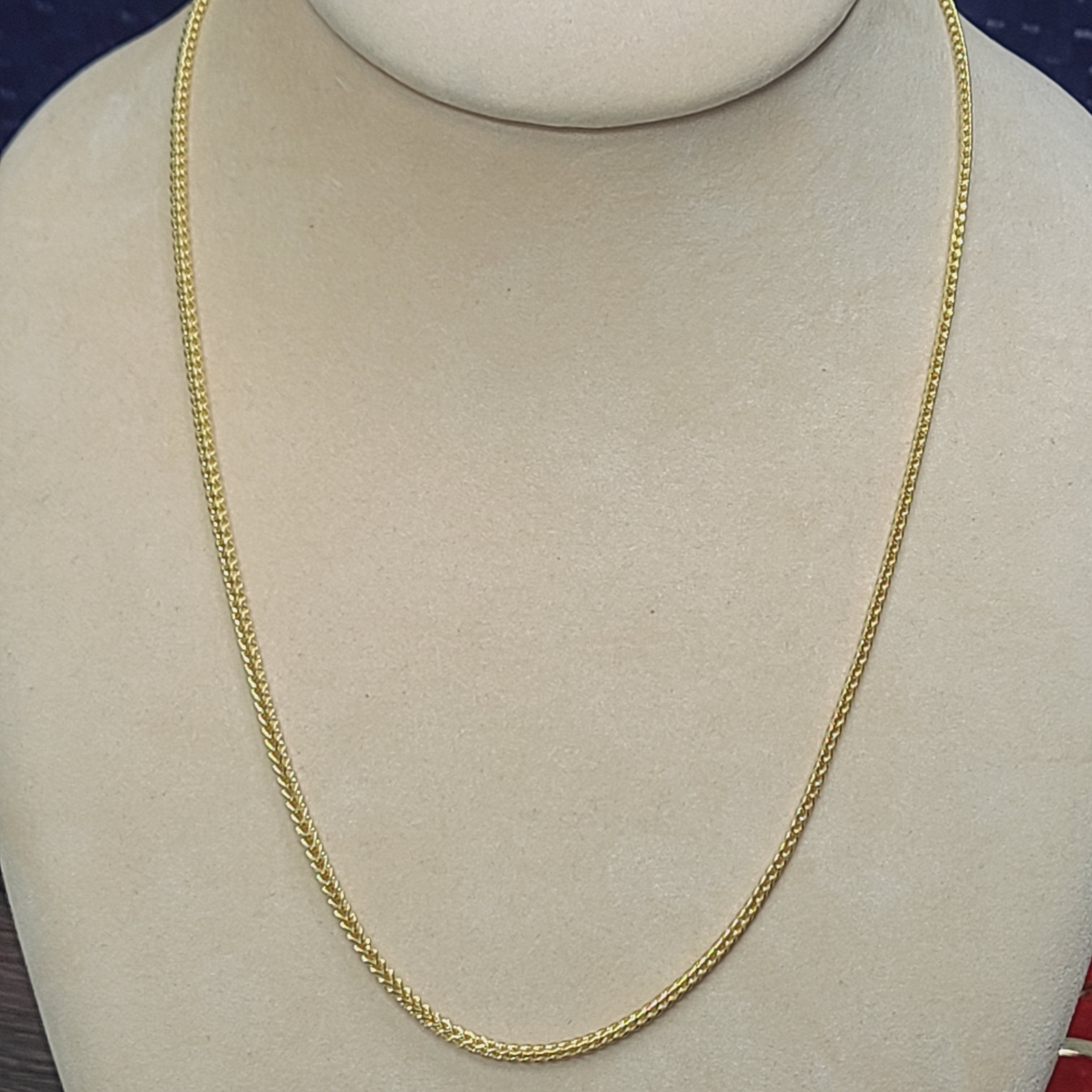 New! 22” 2.25mm 14K Yellow Gold Franco Link Box Chain Necklace 6.2g