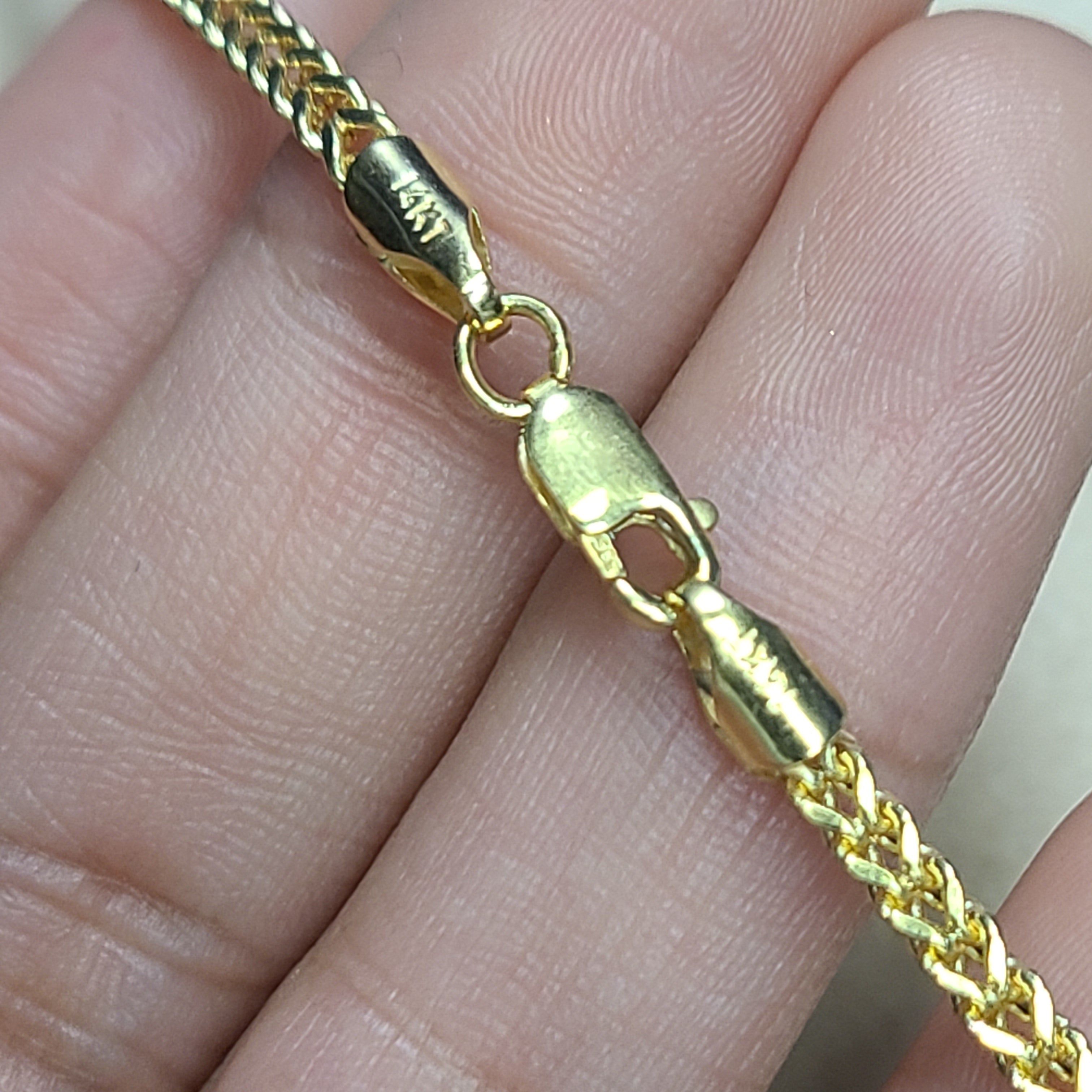 New! 24” 2.25mm 14K Yellow Gold Franco Link Box Chain Necklace 6.84g
