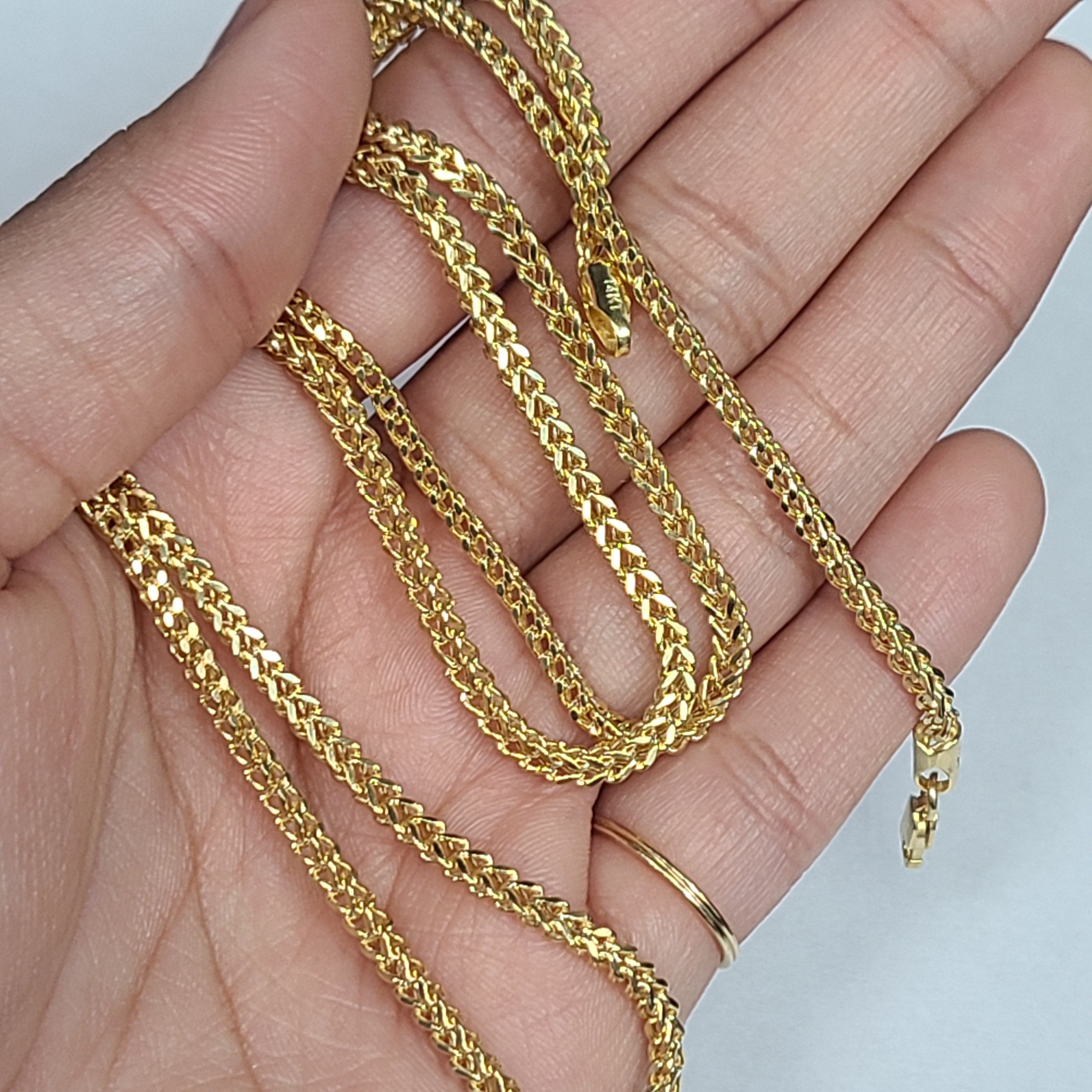 New! 24” 2.25mm 14K Yellow Gold Franco Link Box Chain Necklace 6.84g