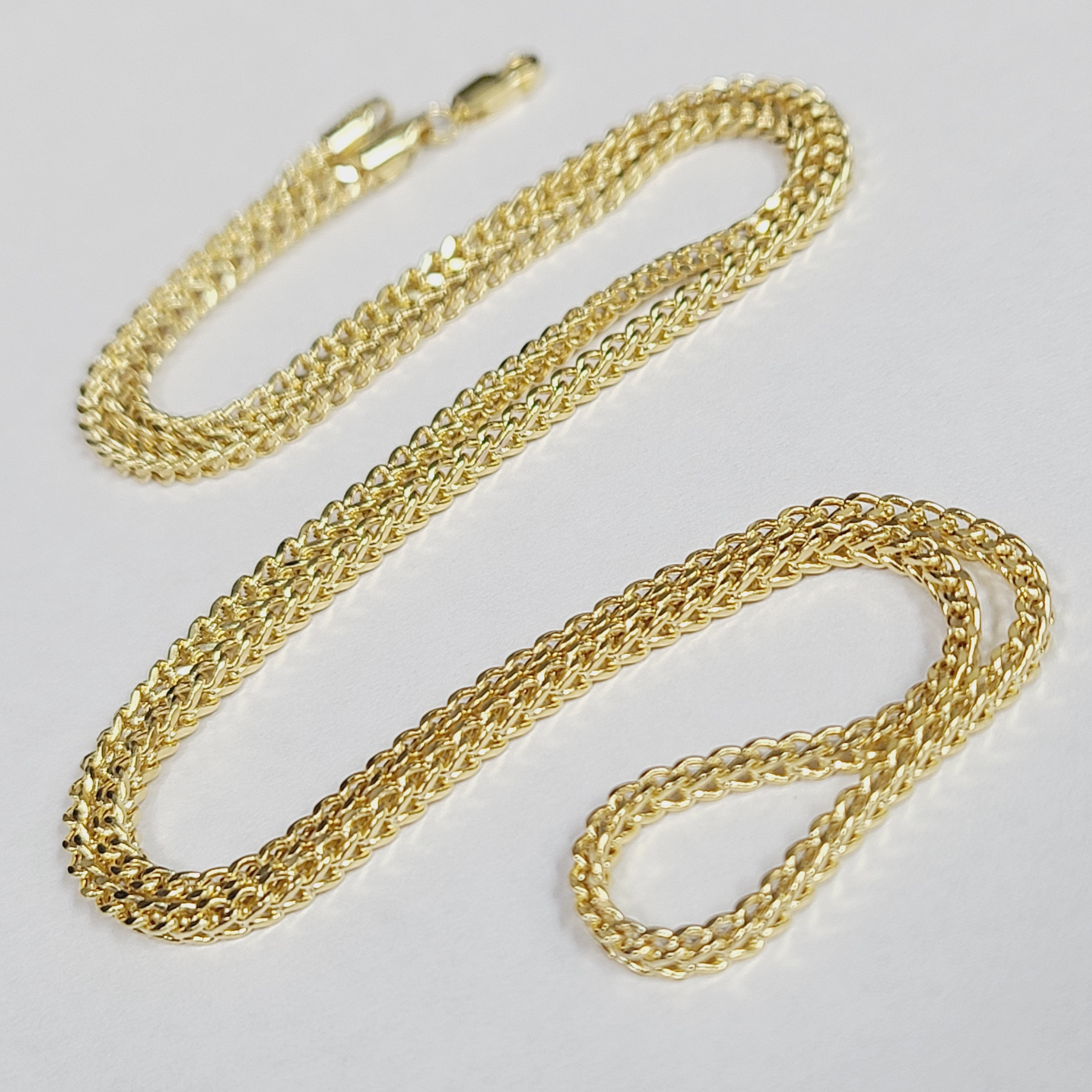New! 24” 2.25mm 14K Yellow Gold Franco Link Box Chain Necklace 6.84g