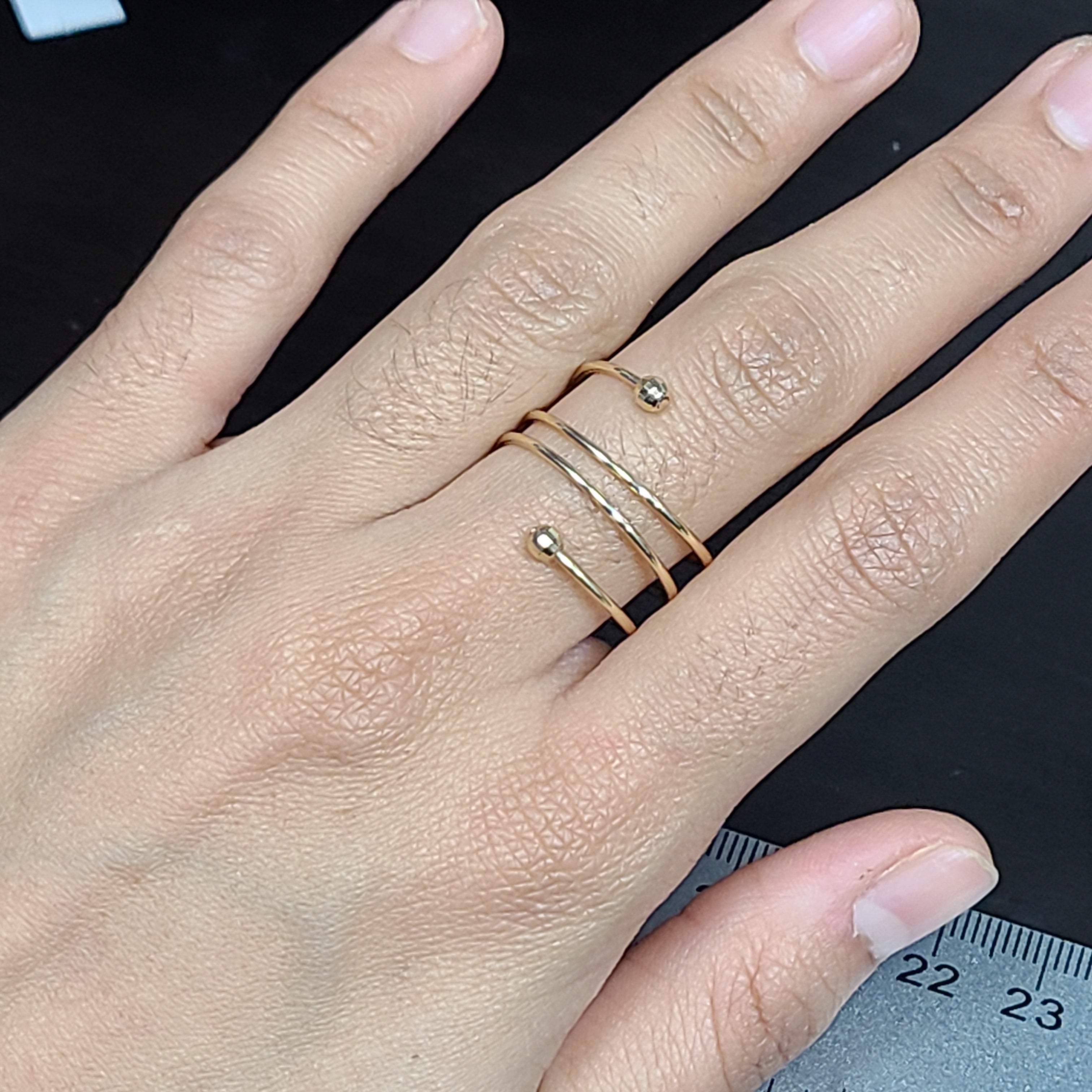 14K Yellow Gold Spiral Adjustable Ring